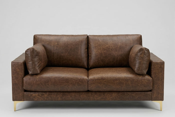Clearance Daphne Leather Sofa in Saloon Rum from What A Room