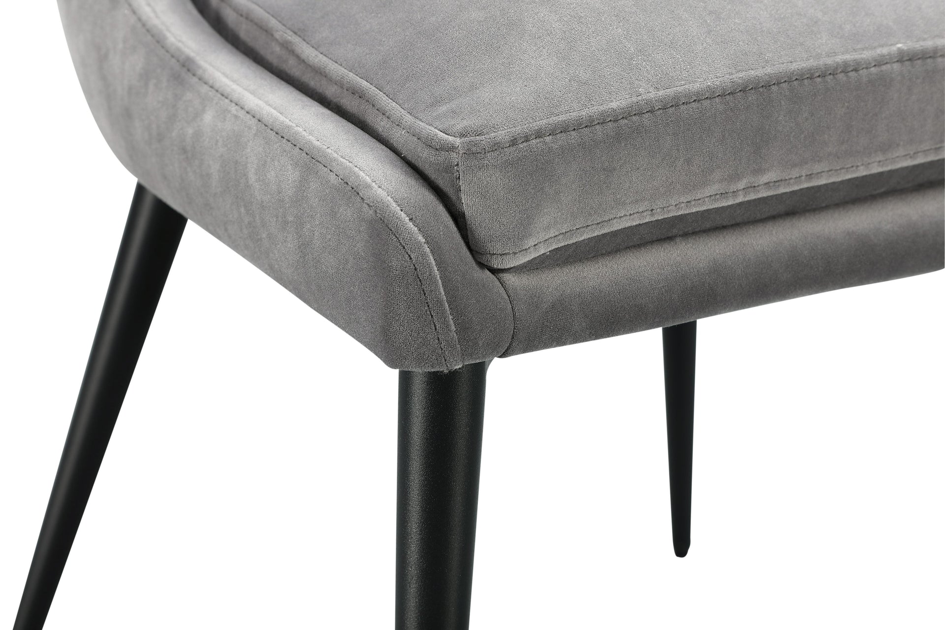 Winston Upholstered Metal Leg Dining Chair in Goose and Black (Set of 2) - What A Room