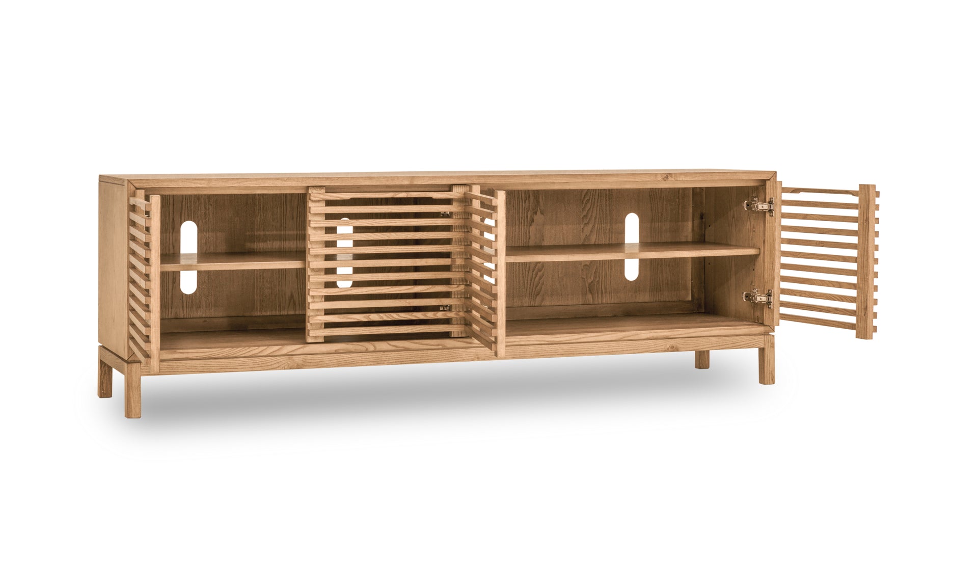 Tanner Four Door Solid Ash Media Console in Flaxen - What A Room
