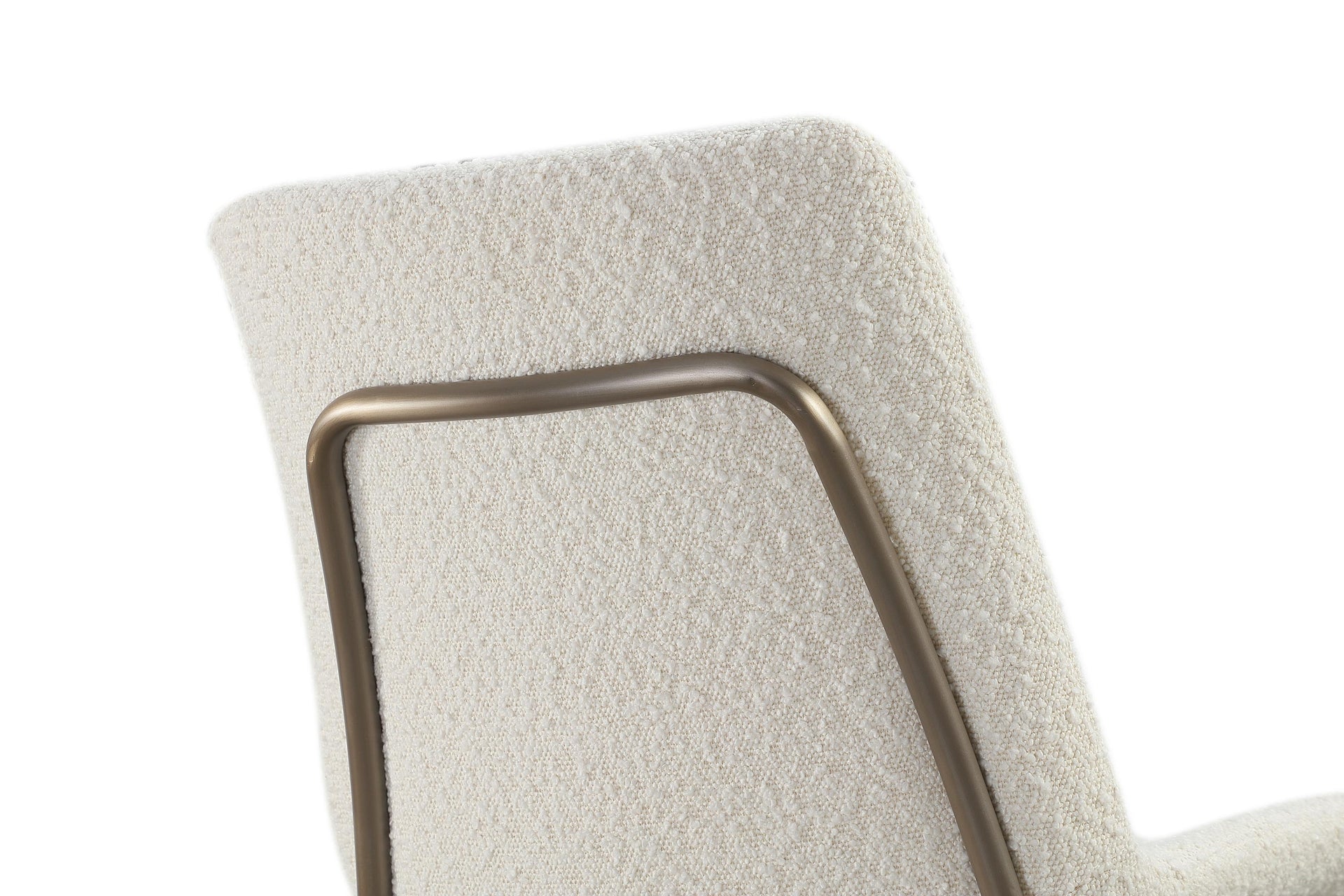 Jade Upholstered Dining Chair in Cottage Cheese Boucle and Brushed Nickel Metal (Set of 2) - What A Room