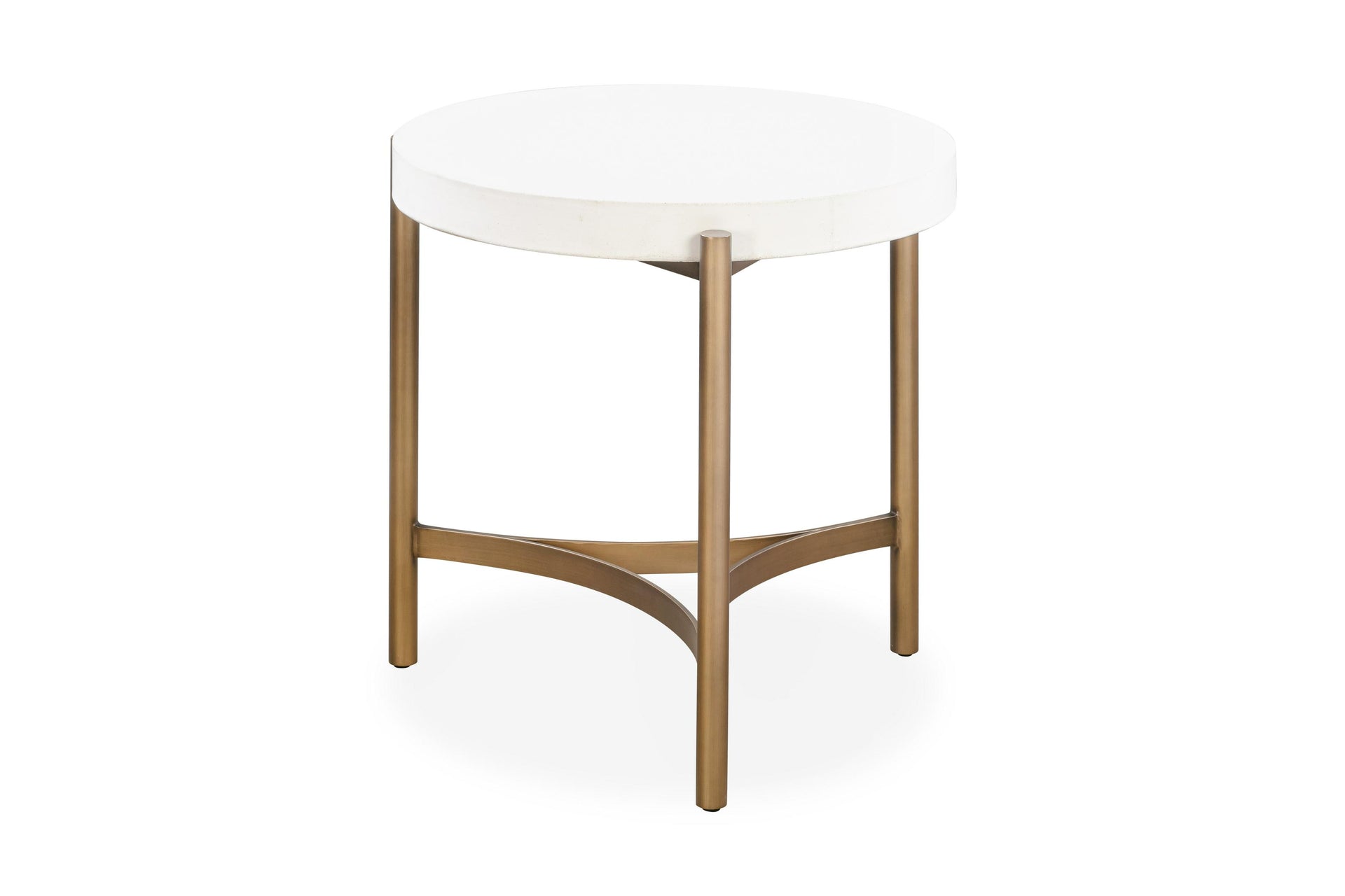 Lyon Round White Concrete and Metal Side Table - What A Room