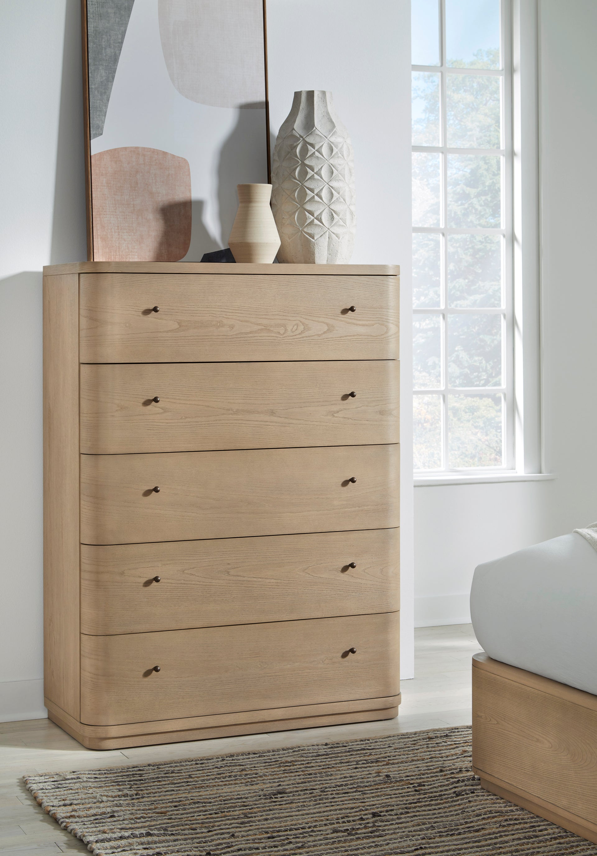 Penny Five Drawer White Ash Chest in Buff Cream - What A Room