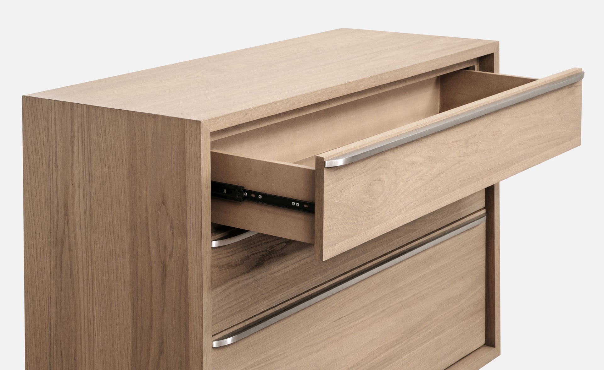 One Coastal Modern Three Drawer USB-charging Nightstand in Bisque - What A Room