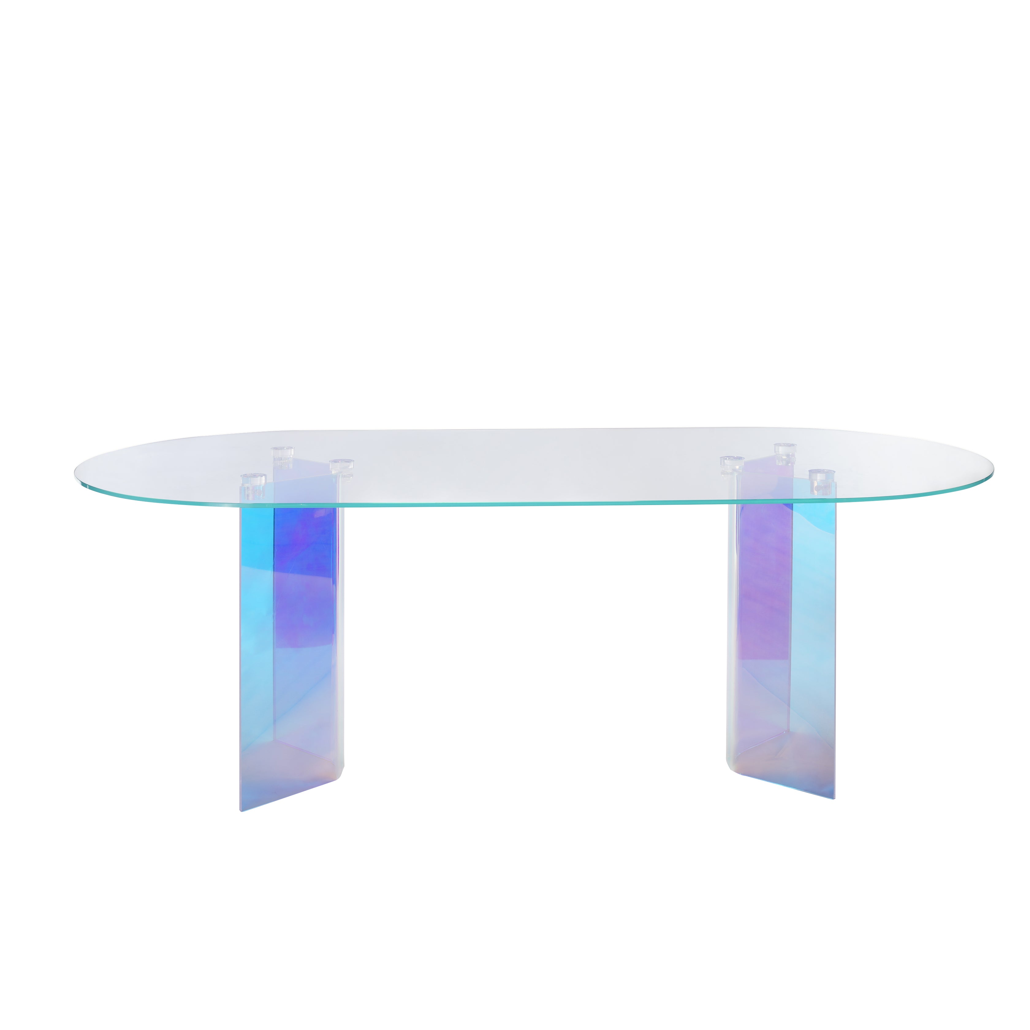 Fomo Double Pedestal Oval Dining Table in Iridescent Glass and Acrylic - What A Room