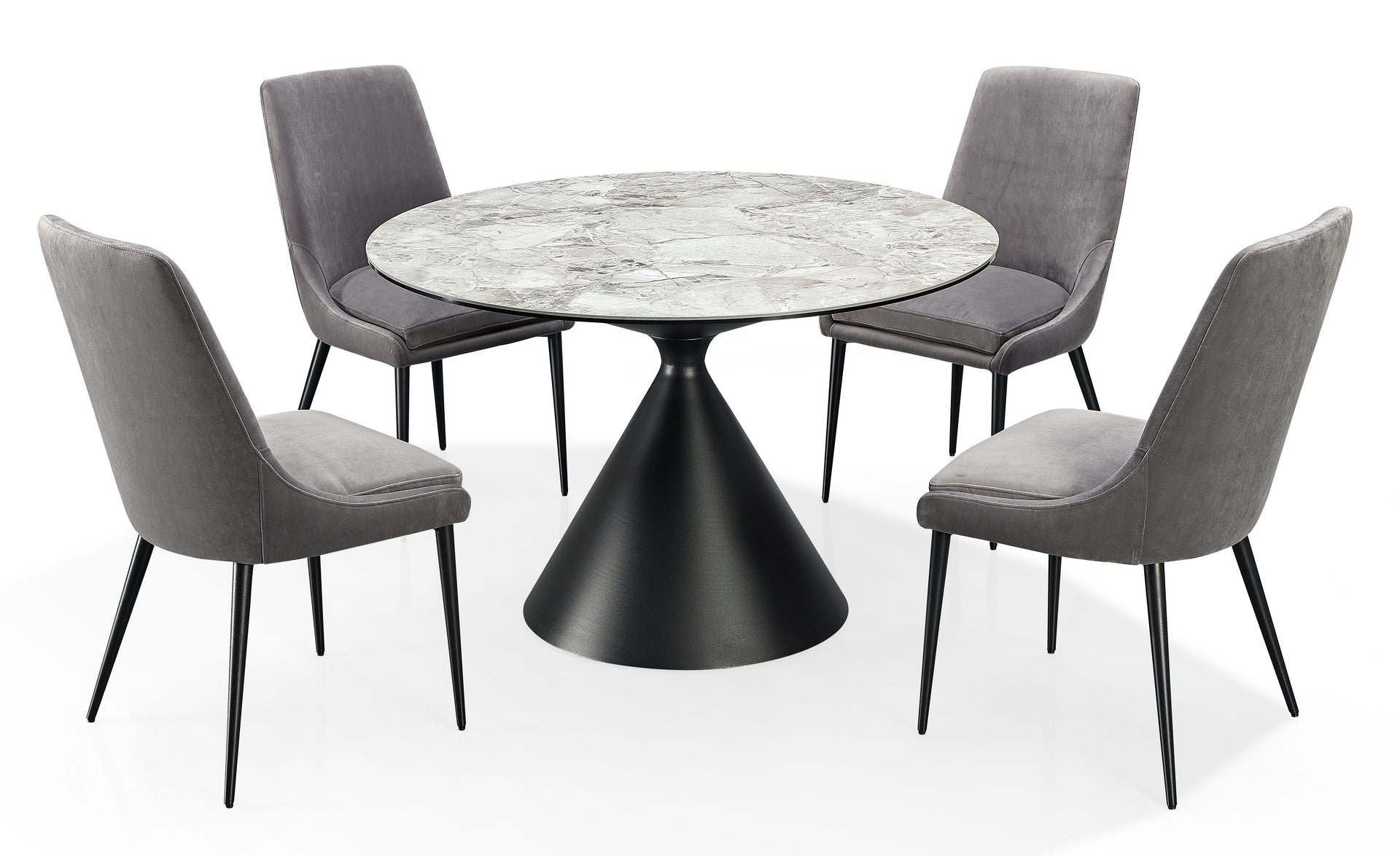 Winston Stone Top Metal Base Round Dining Table in Grigio - What A Room
