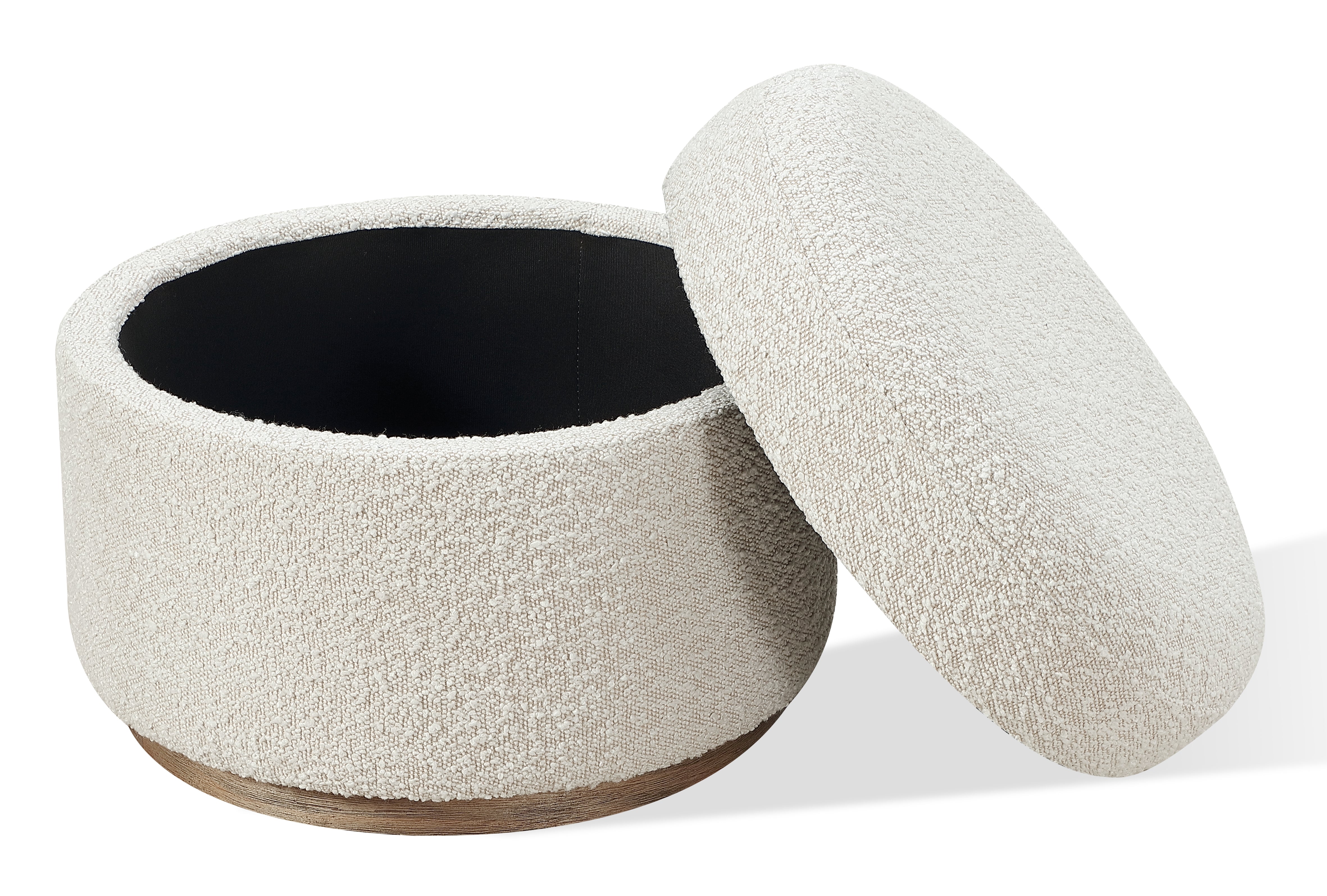 Off-White Upholstered Storage Ottoman in Ricotta Boucle - What A Room
