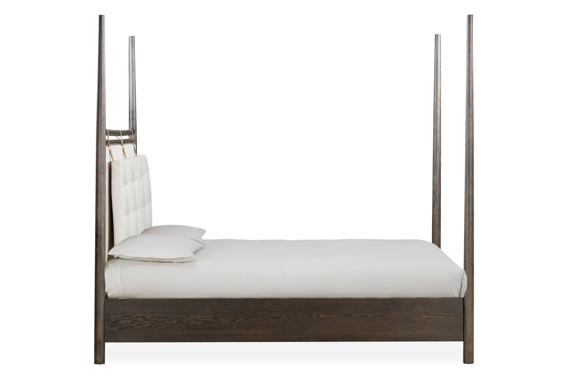 Rockport Upholstered Poster Bed in Yin and Turtle Dove Linen - What A Room