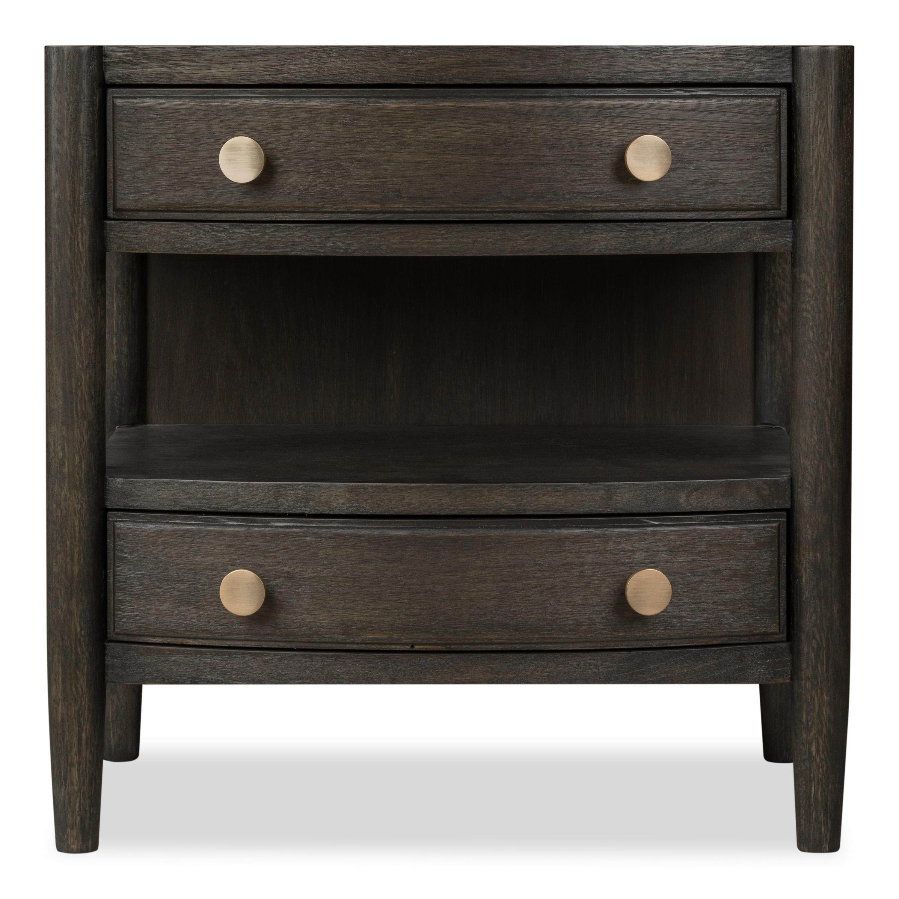 Rockport Two Drawer One Shelf Oak Wood Nightstand in Yin - What A Room