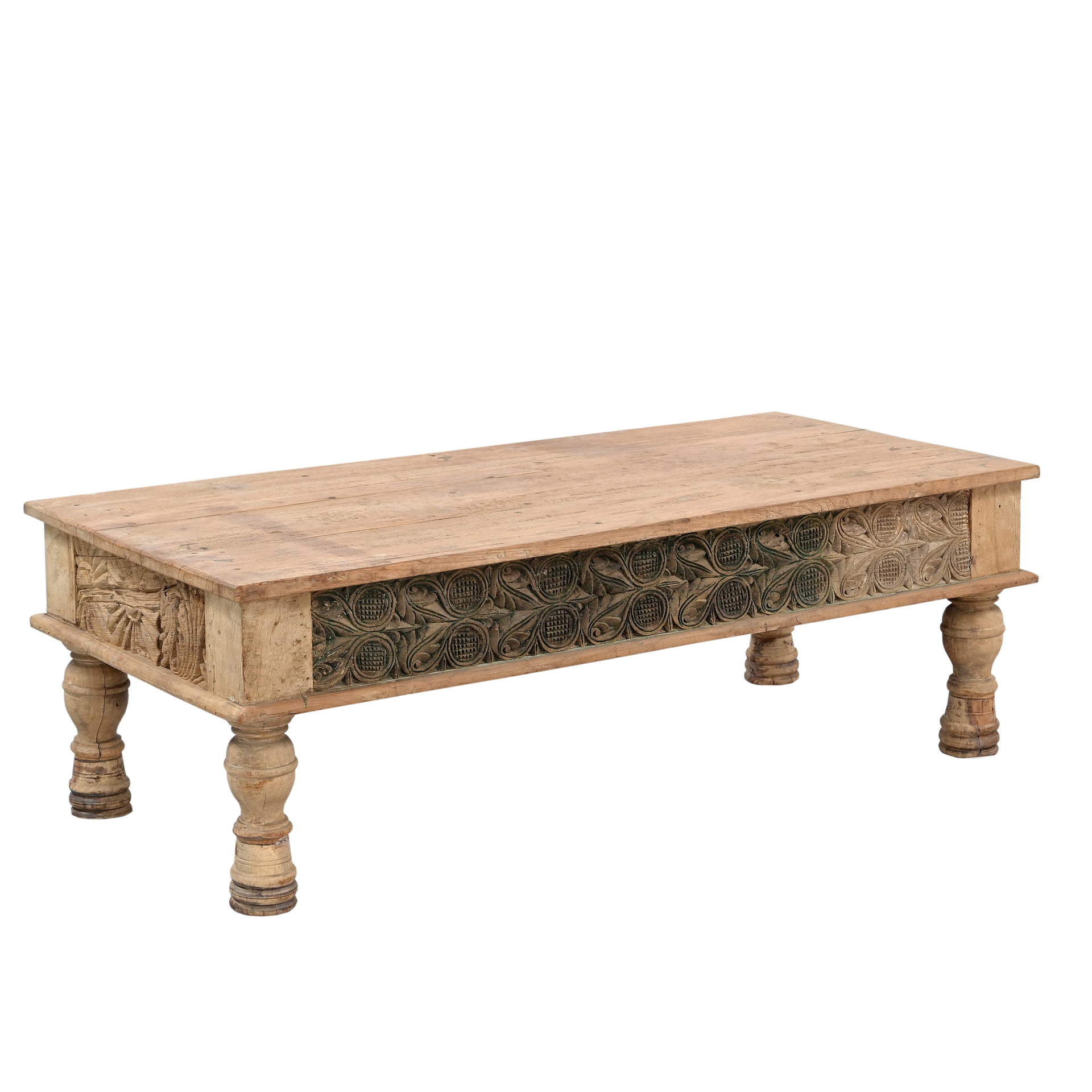 Old Wood Coffee Table with Carving - What A Room