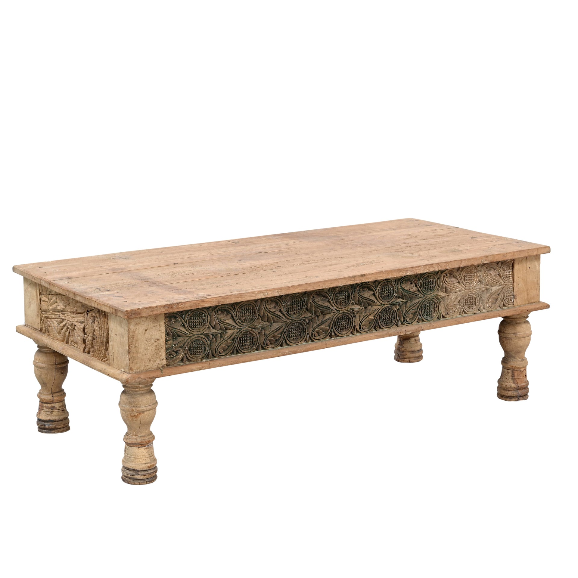Old Wood Coffee Table with Carving - What A Room