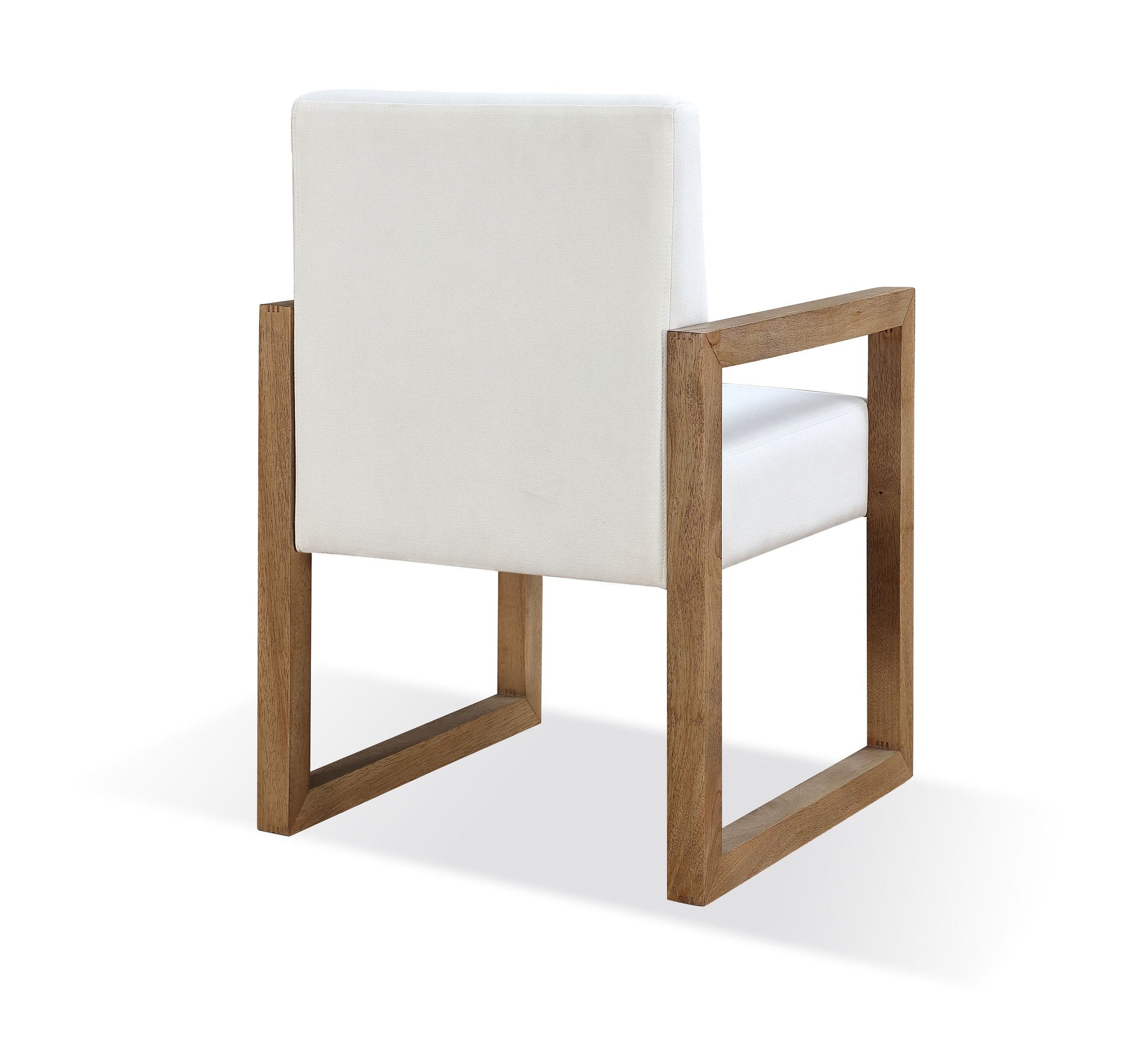 One Modern Coastal Sled Leg Upholstered Dining Arm Chair in White Pearl and Bisque (Set of 2) - What A Room