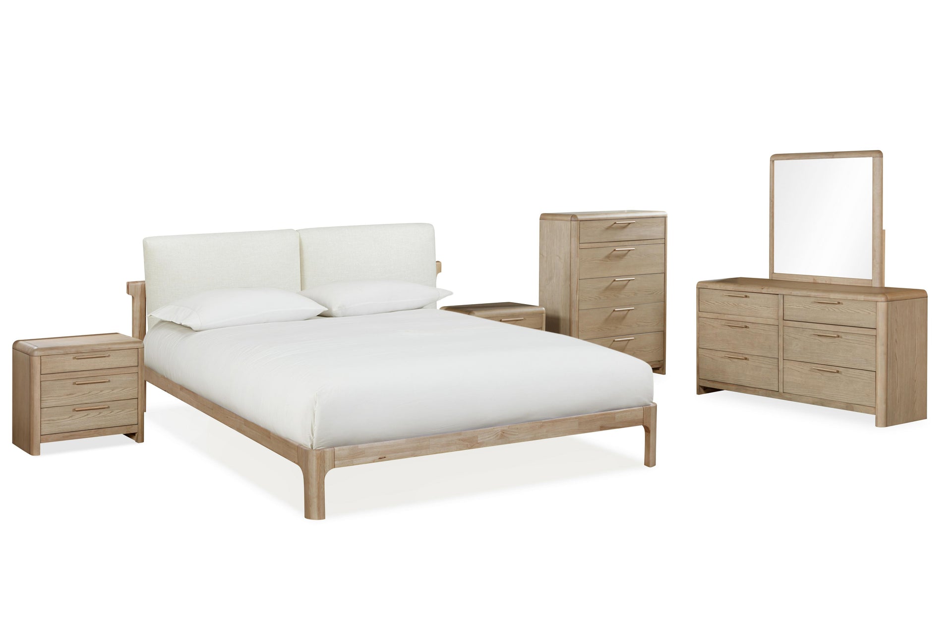 Furano Upholstered Two Cushion Platform Bed in Ginger and Natural Linen - What A Room