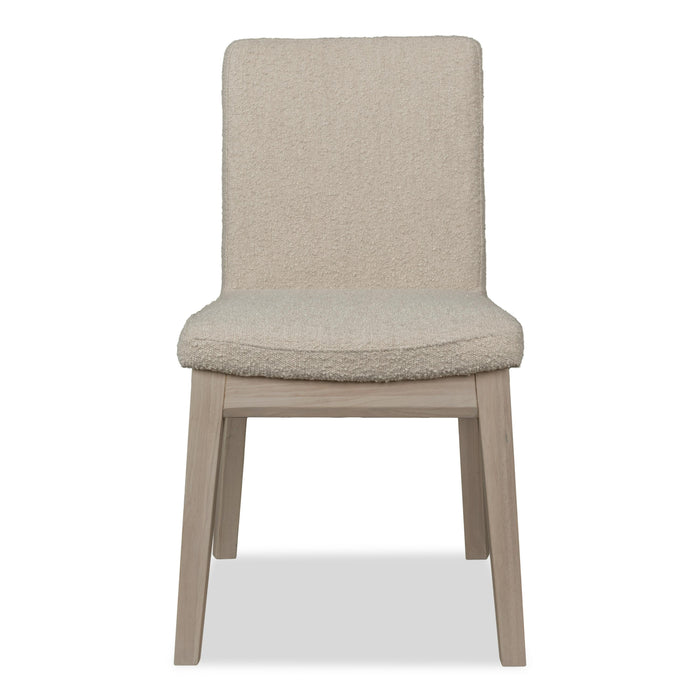 Liv Solid Wood Dining Chair in White Sand and Brun Boucle (Set of 2) - What A Room