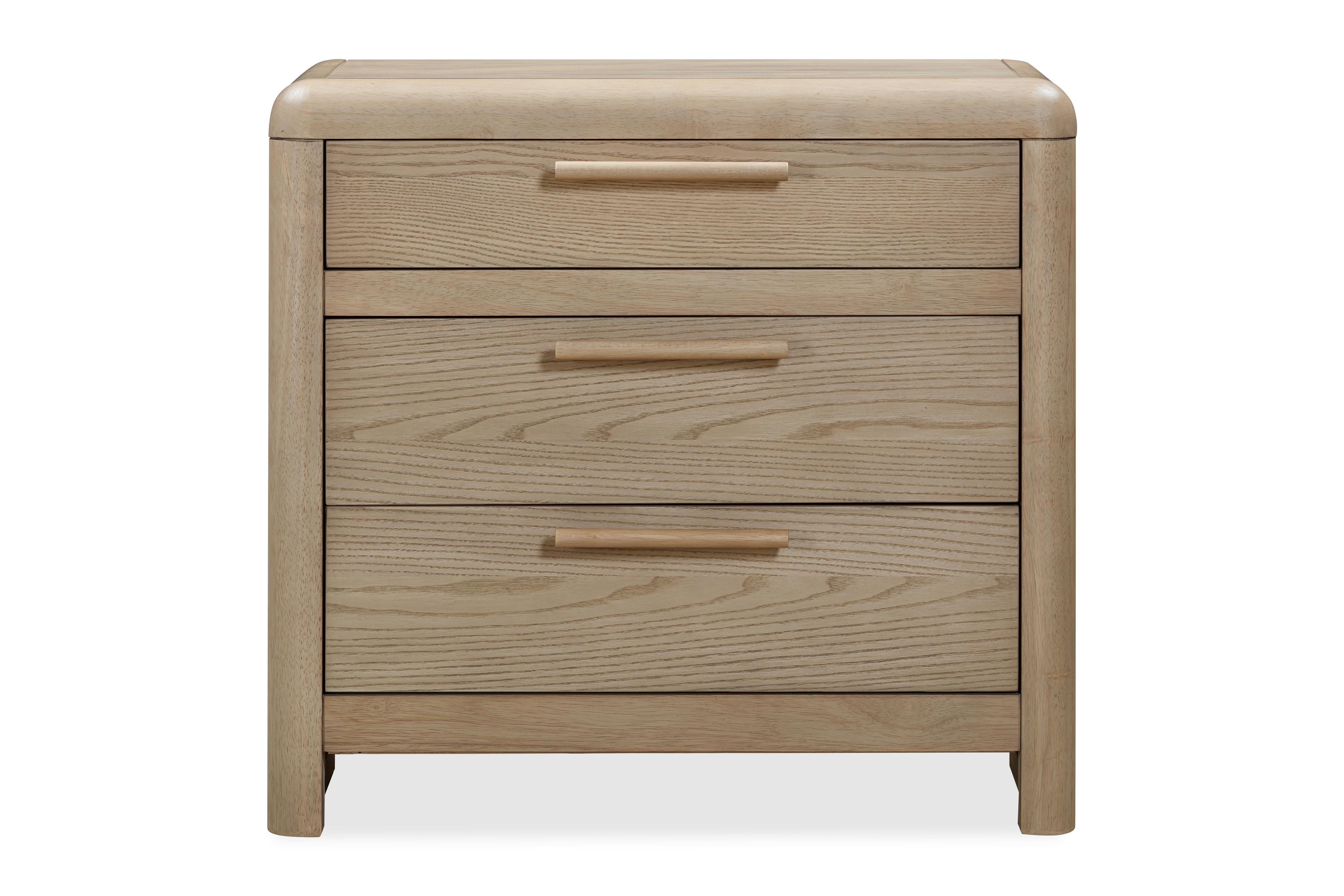 Furano Three Drawer Ash Wood Nightstand in Ginger - What A Room