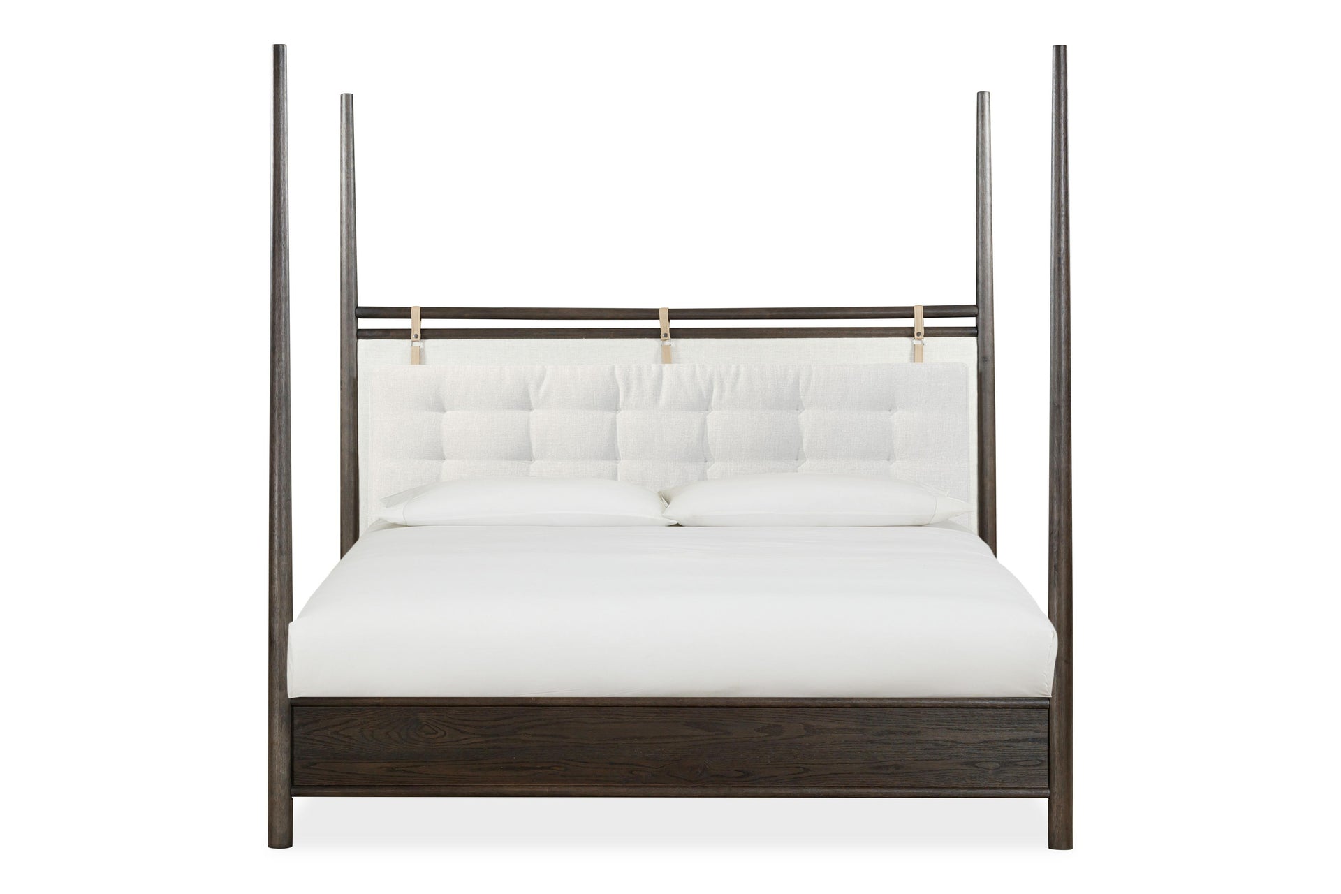 Rockport Upholstered Poster Bed in Yin and Turtle Dove Linen - What A Room