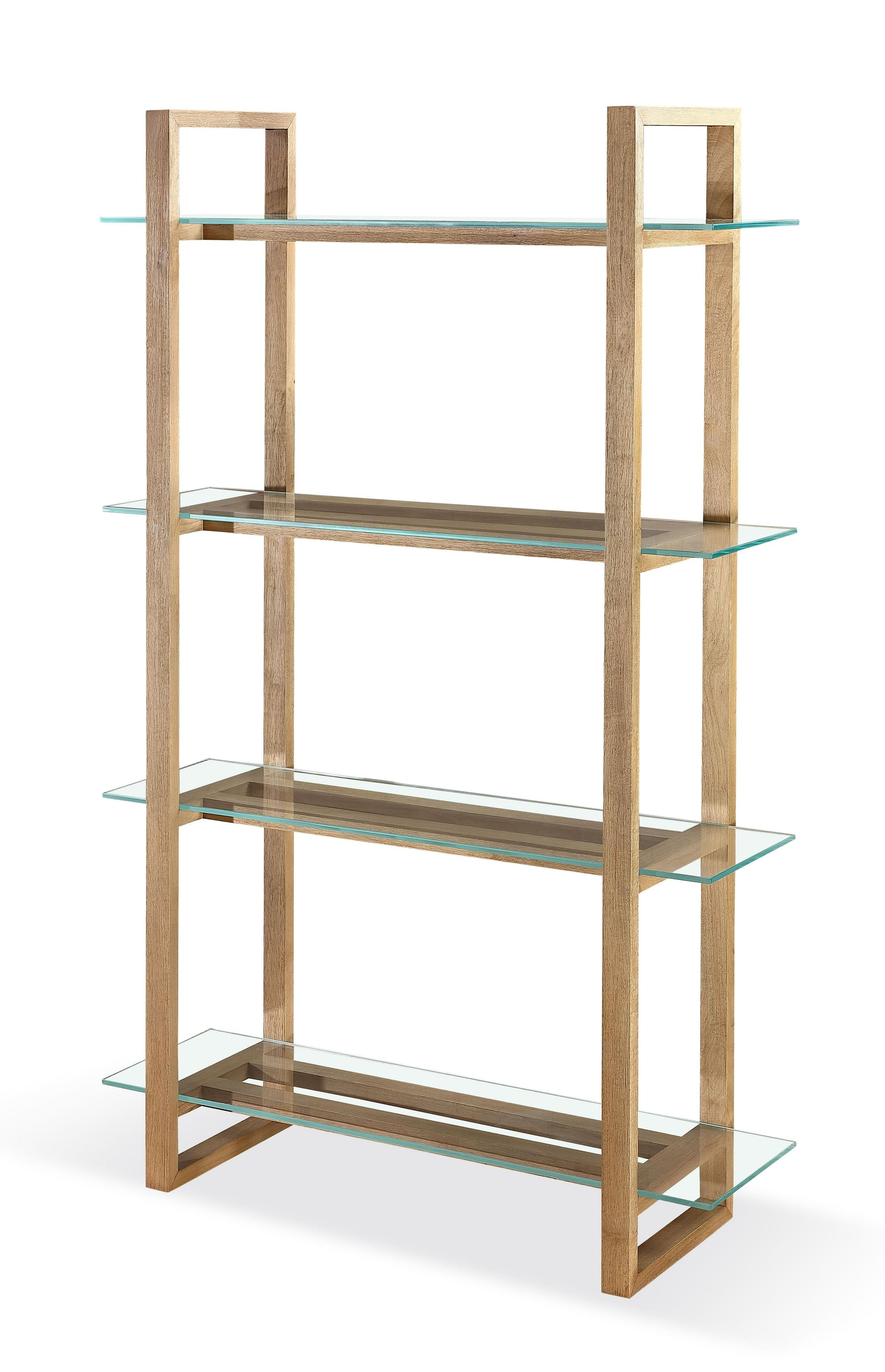 One Modern Coastal Glass Shelf Bookcase in Solid Wood - What A Room
