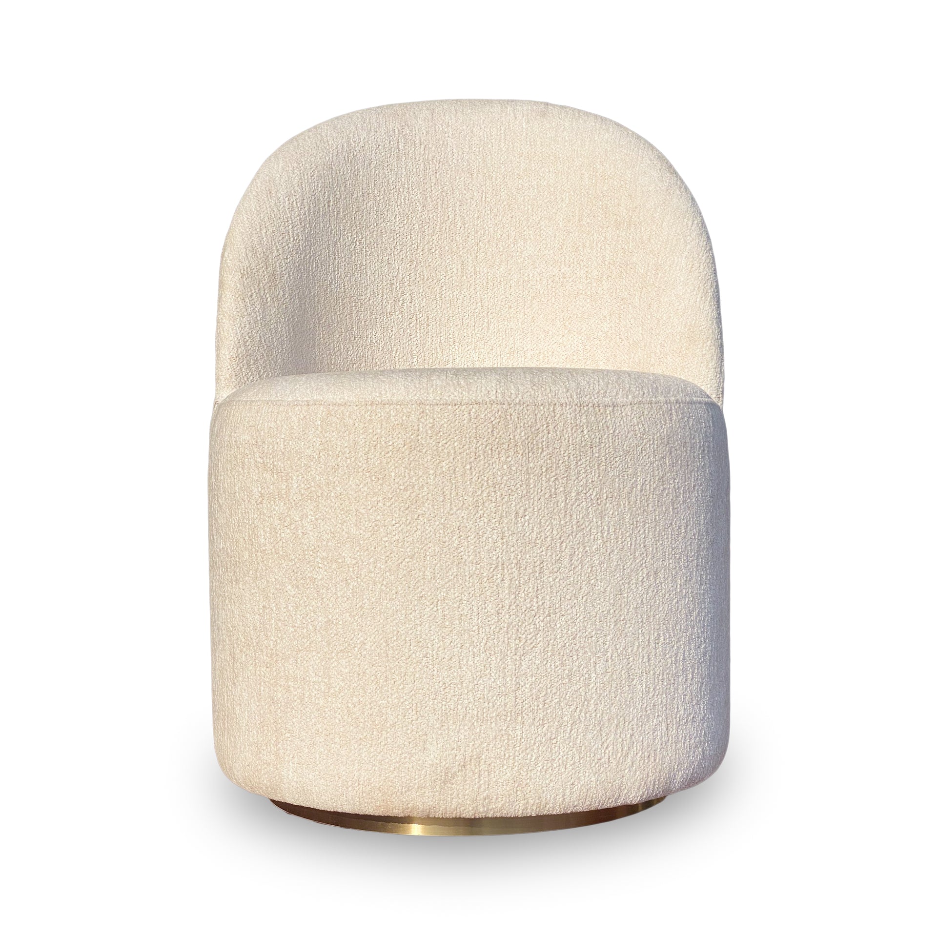 Zinnia Fully Upholstered Swivel Chair in Dune Chenille - What A Room