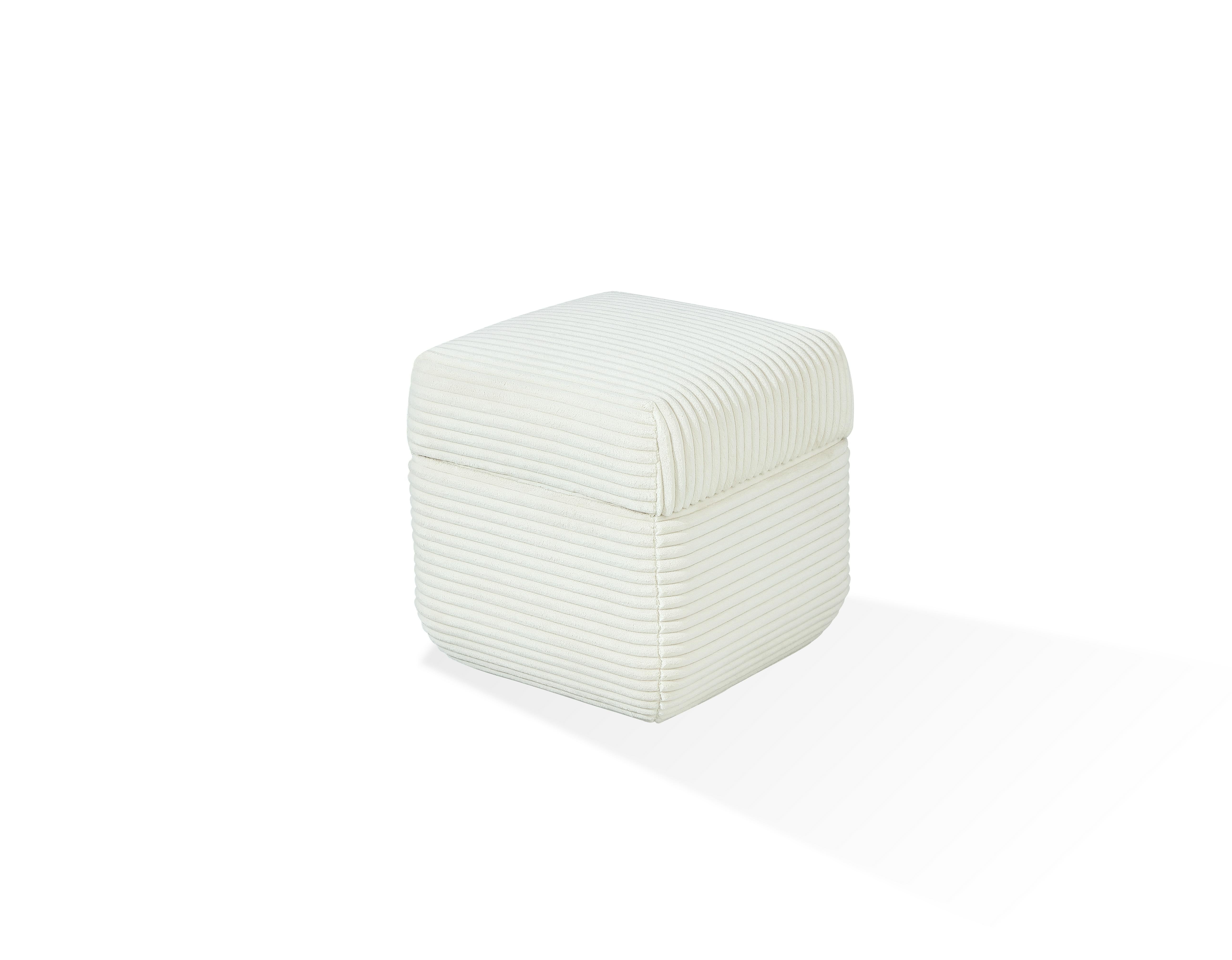 Wisteria Upholstered Storage Ottoman in Frosty Corduroy - What A Room