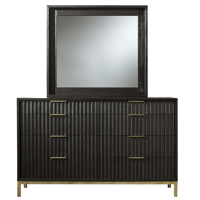 Kentifield Solid Wood Eight Drawer Dresser in Black Drifted Oak - What A Room