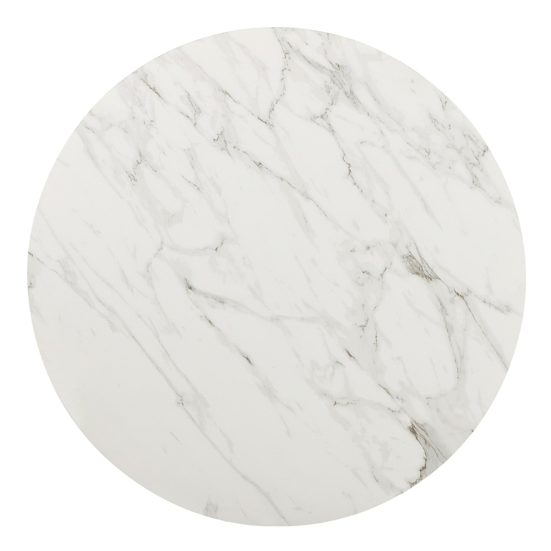 Winston Stone Top Metal Base Round Dining Table in Oat Milk and Champagne - What A Room