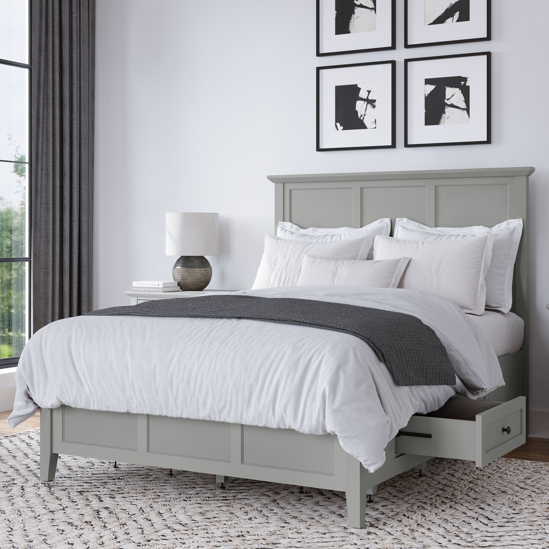 Grace Four Drawer Platform Storage Bed in Elephant Gray - What A Room