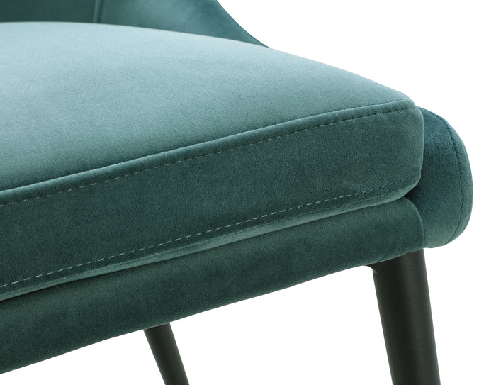 Winston Upholstered Metal Leg Dining Chair in Smoked Green and Black (Set of 2) - What A Room