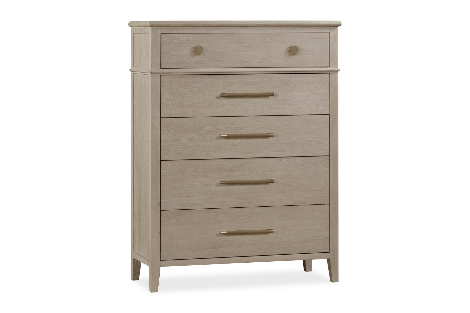 Camden Five Drawer Oak Wood Chest in Chai - What A Room