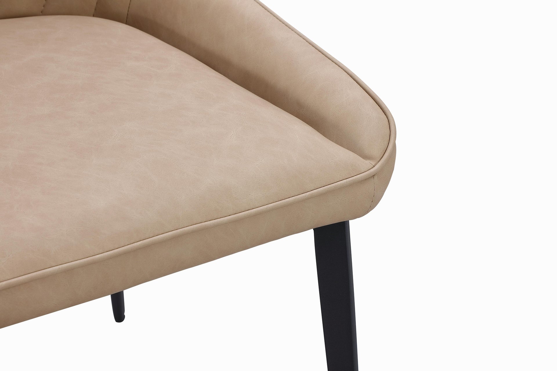 Lucia Metal Leg Upholstered Dining Chair in Honey Synthetic Leather (Set of 2) - What A Room