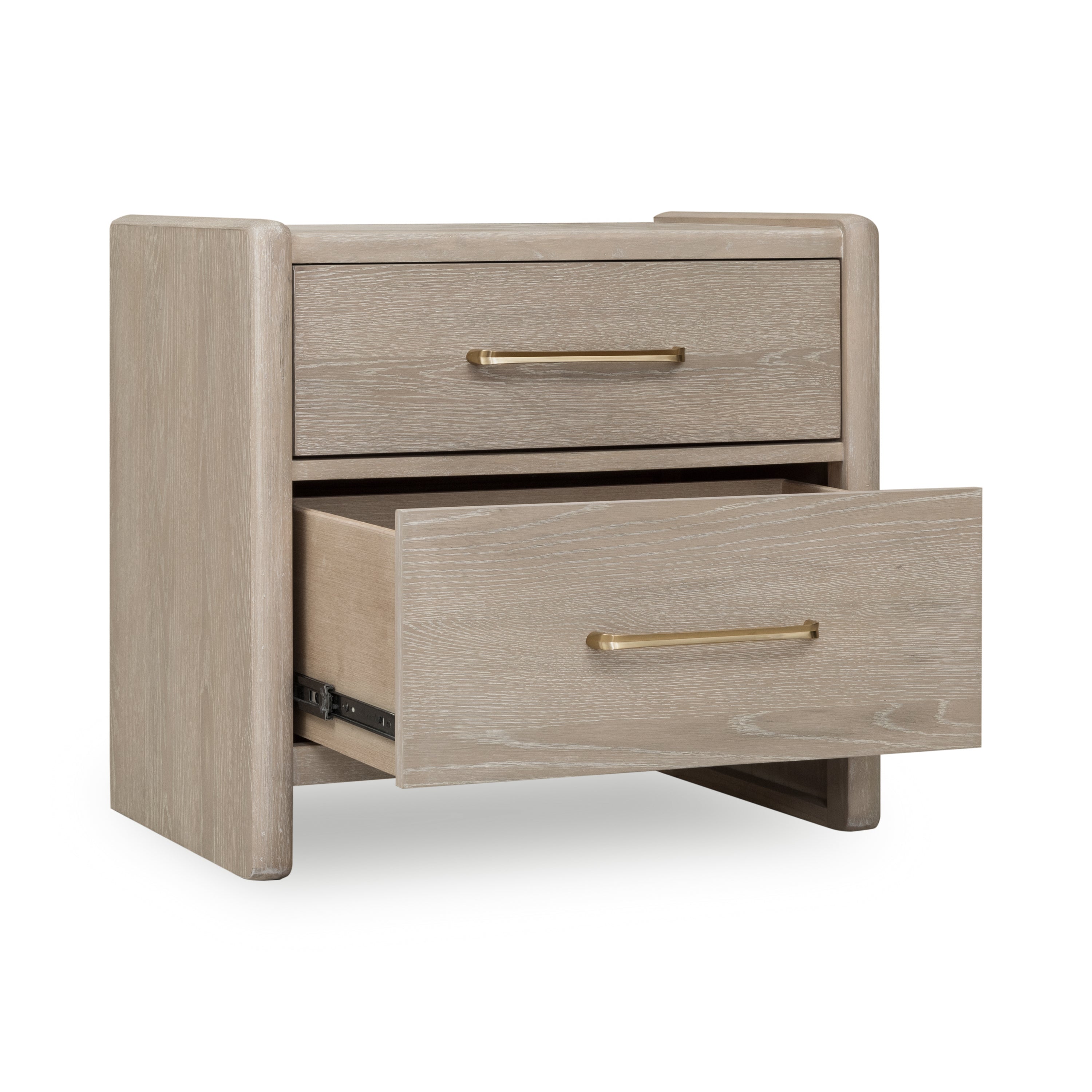 Gardenia 2 Drawer Oak Wood Nightstand in Chai - What A Room