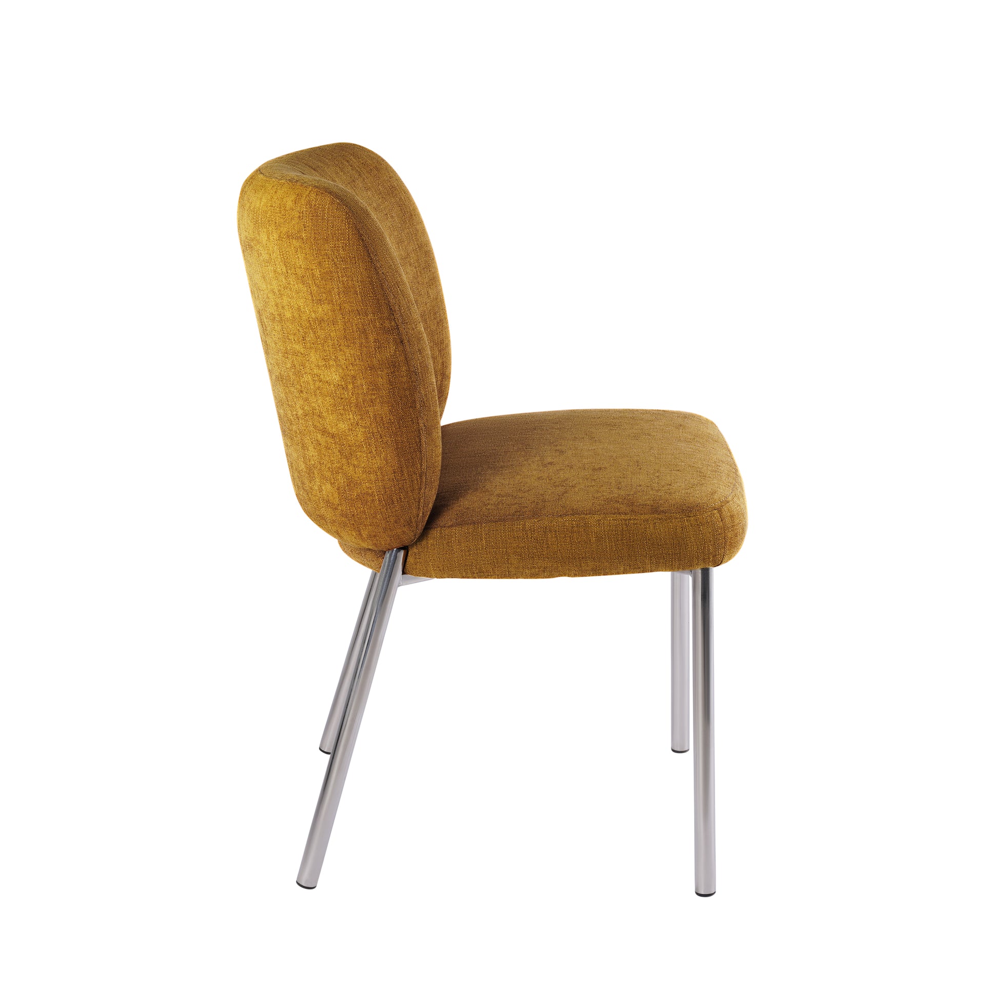 Fomo Chenille-upholstered Stainless Steel Base Dining Chair in Pineapple (Set of 2) - What A Room