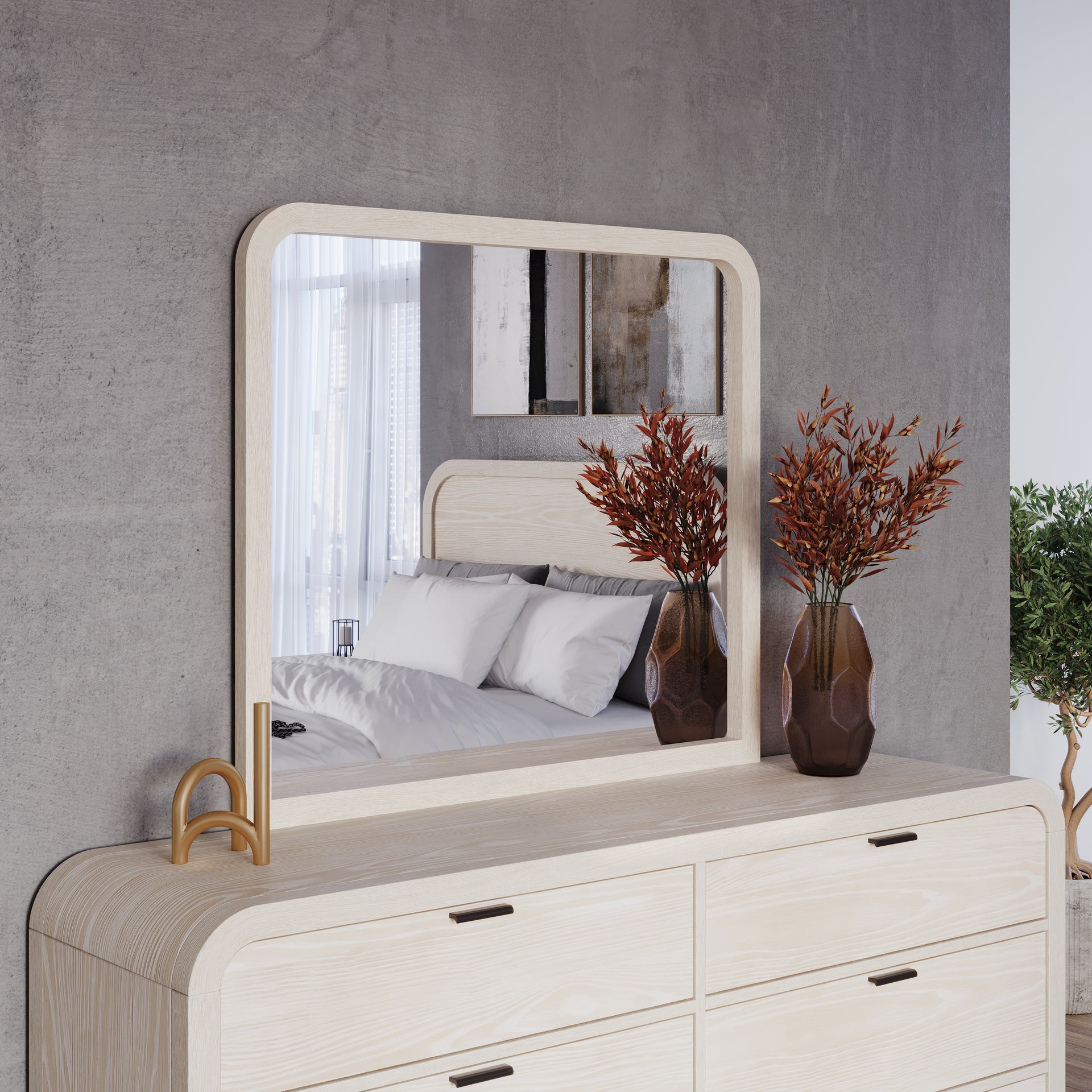 Drake Beveled Glass Wall or Dresser Mirror in Sugar - What A Room