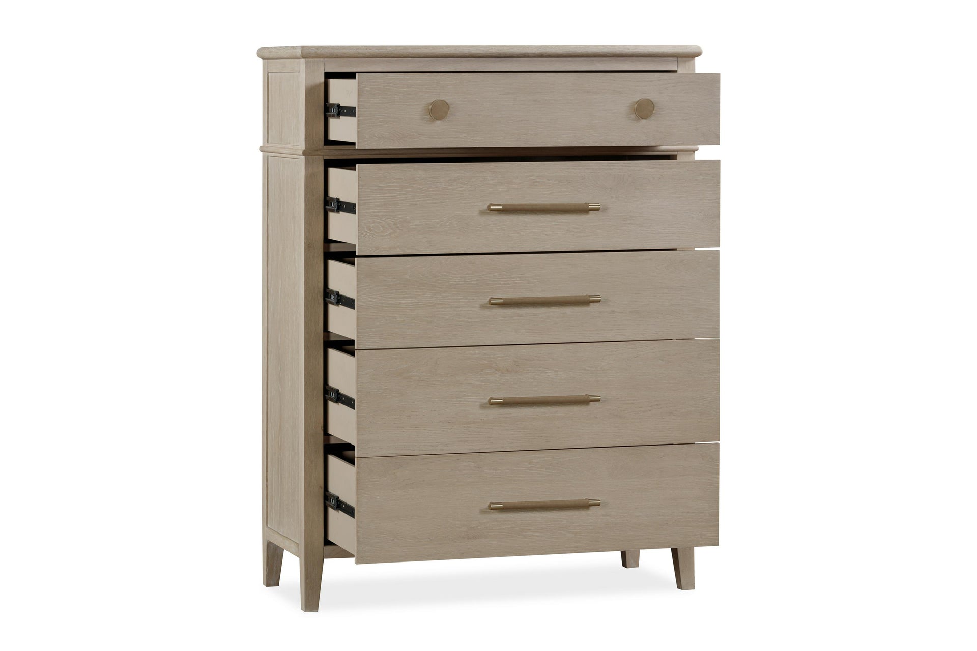 Camden Five Drawer Oak Wood Chest in Chai - What A Room