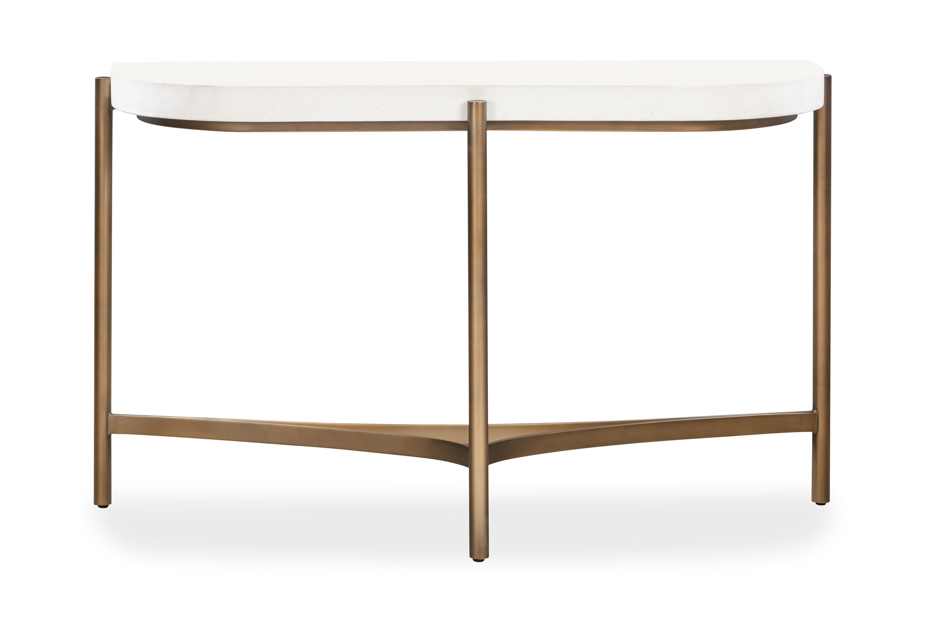 Lyon Semi-circular White Concrete and Metal Console Table - What A Room
