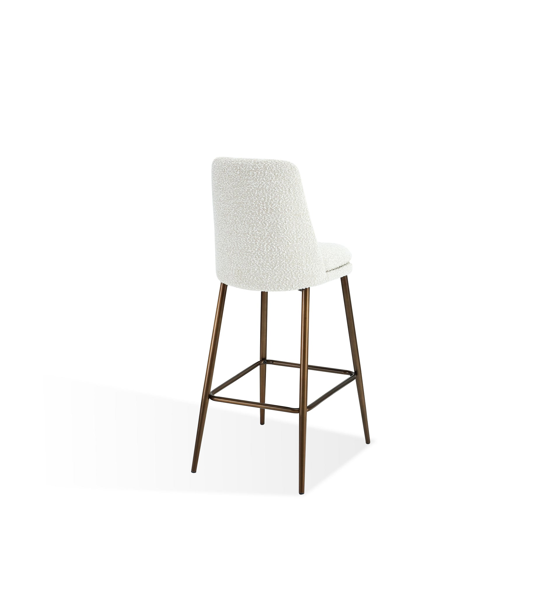 Wyatt Upholstered Bar Stool in Ricotta Boucle and Bronze Metal - What A Room