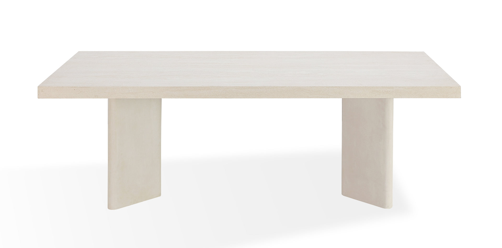 Caye Stone Top Double Pedestal Dining Table with Ivory Cement Base - What A Room