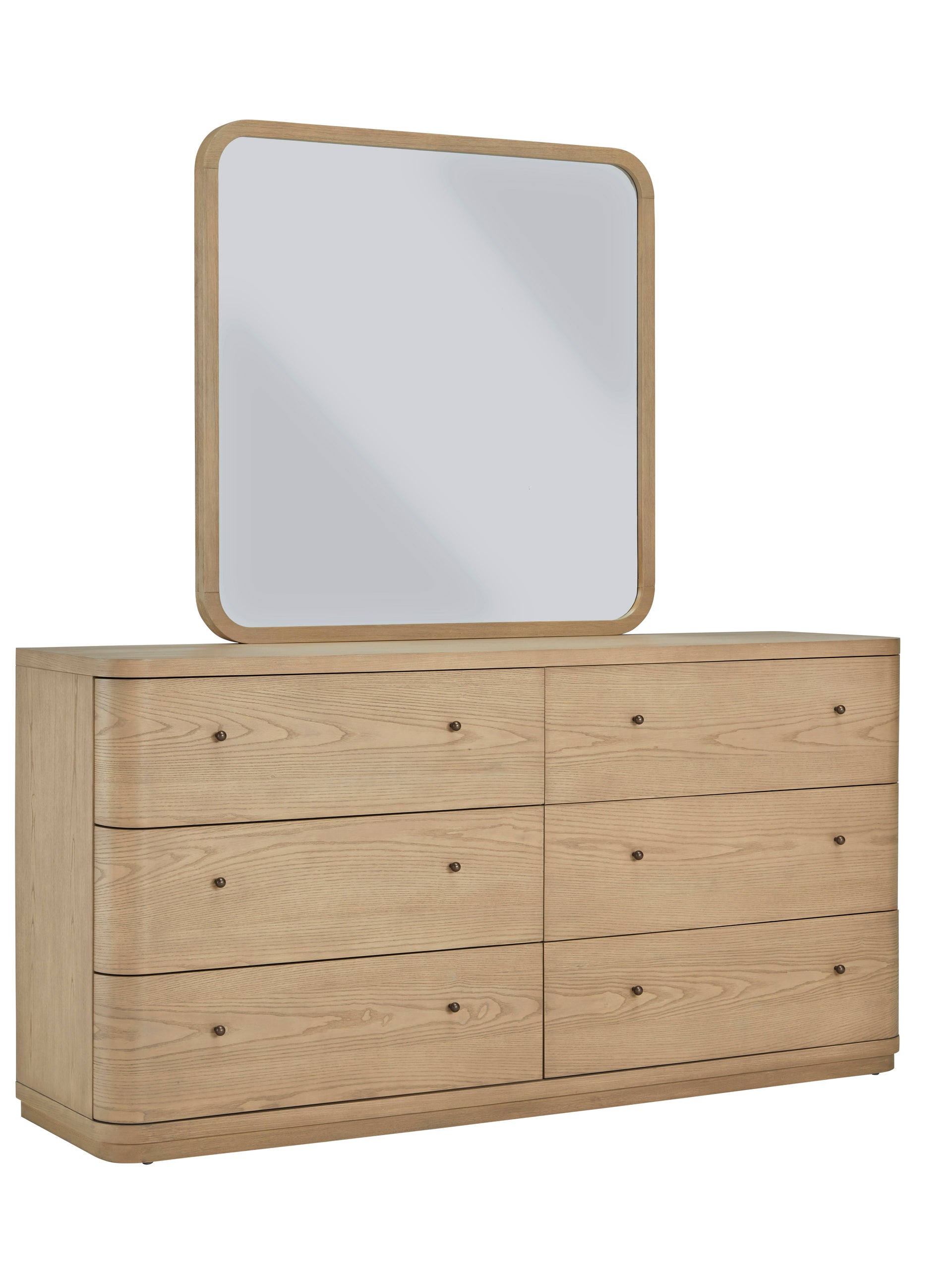 Penny Beveled Glass Wall or Dresser Mirror in Buff Cream - What A Room