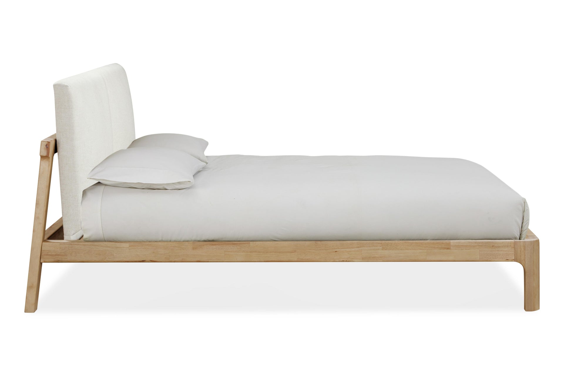 Furano Upholstered Two Cushion Platform Bed in Ginger and Natural Linen - What A Room