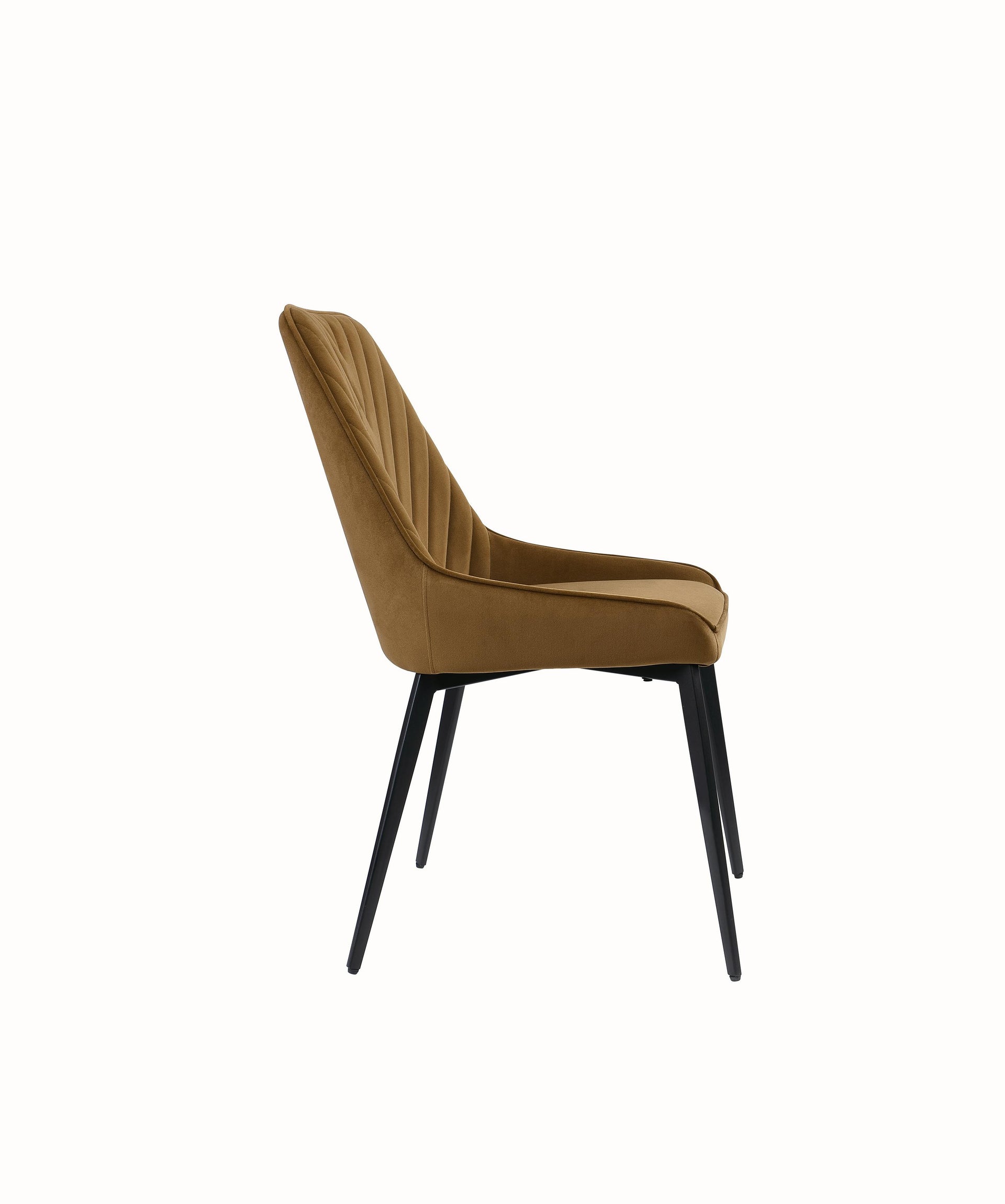 Lucia Upholstered Dining Chair in Cognac Velvet and Black Metal (Set of 2) - What A Room