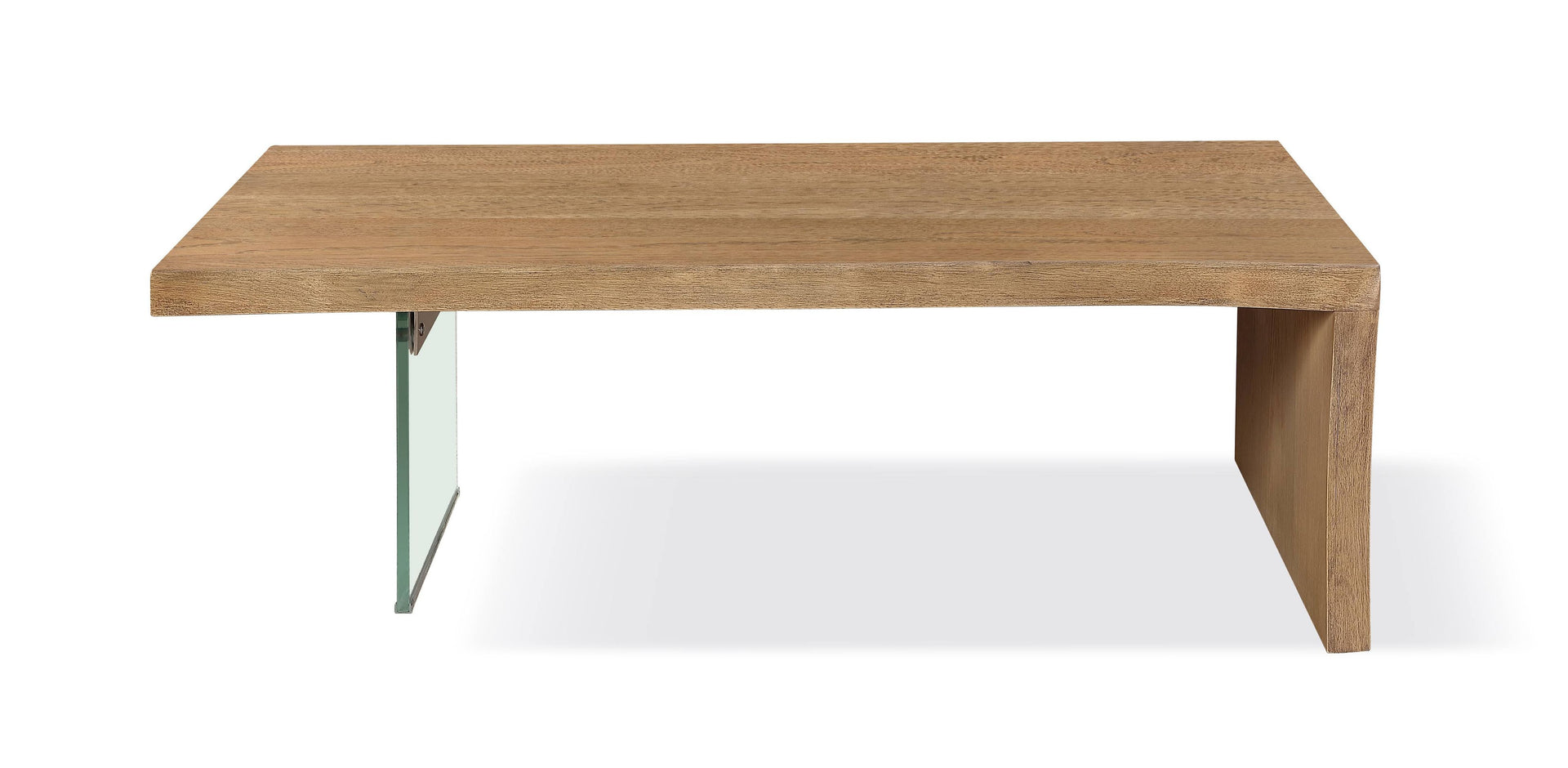 One Live-Edge White Oak and Glass Coffee Table in Bisque - What A Room