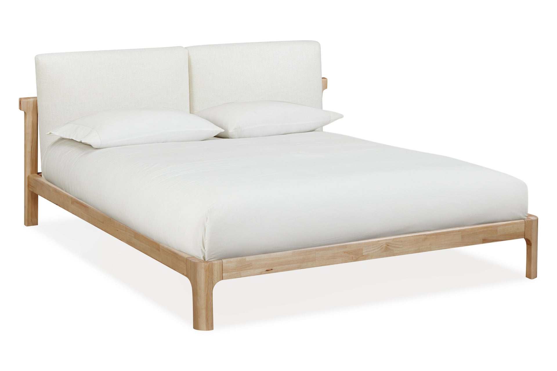 Furano Upholstered Two Cushion Platform Bed in Ginger and Natural Linen - What A Room
