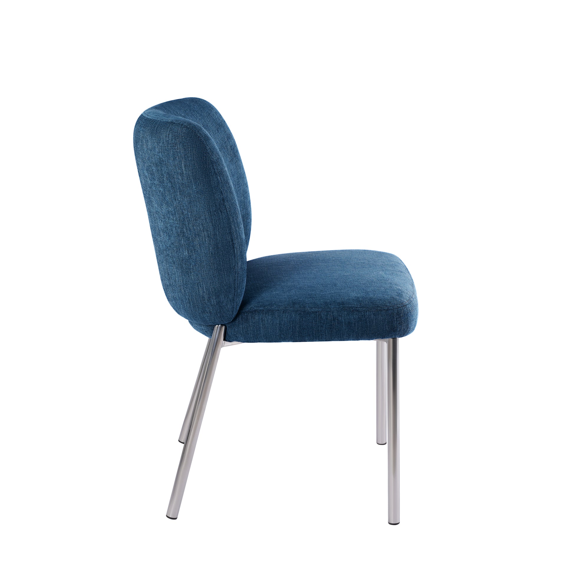 Fomo Chenille-upholstered Stainless Steel Base Dining Chair in Azure (Set of 2) - What A Room