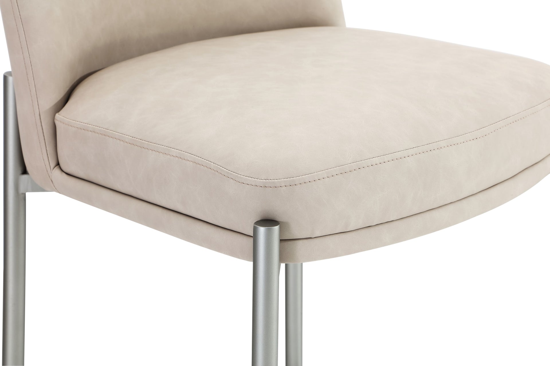 Dion Upholstered Bar Stool in Camel Synthetic Leather and Brushed Nickel Metal - What A Room