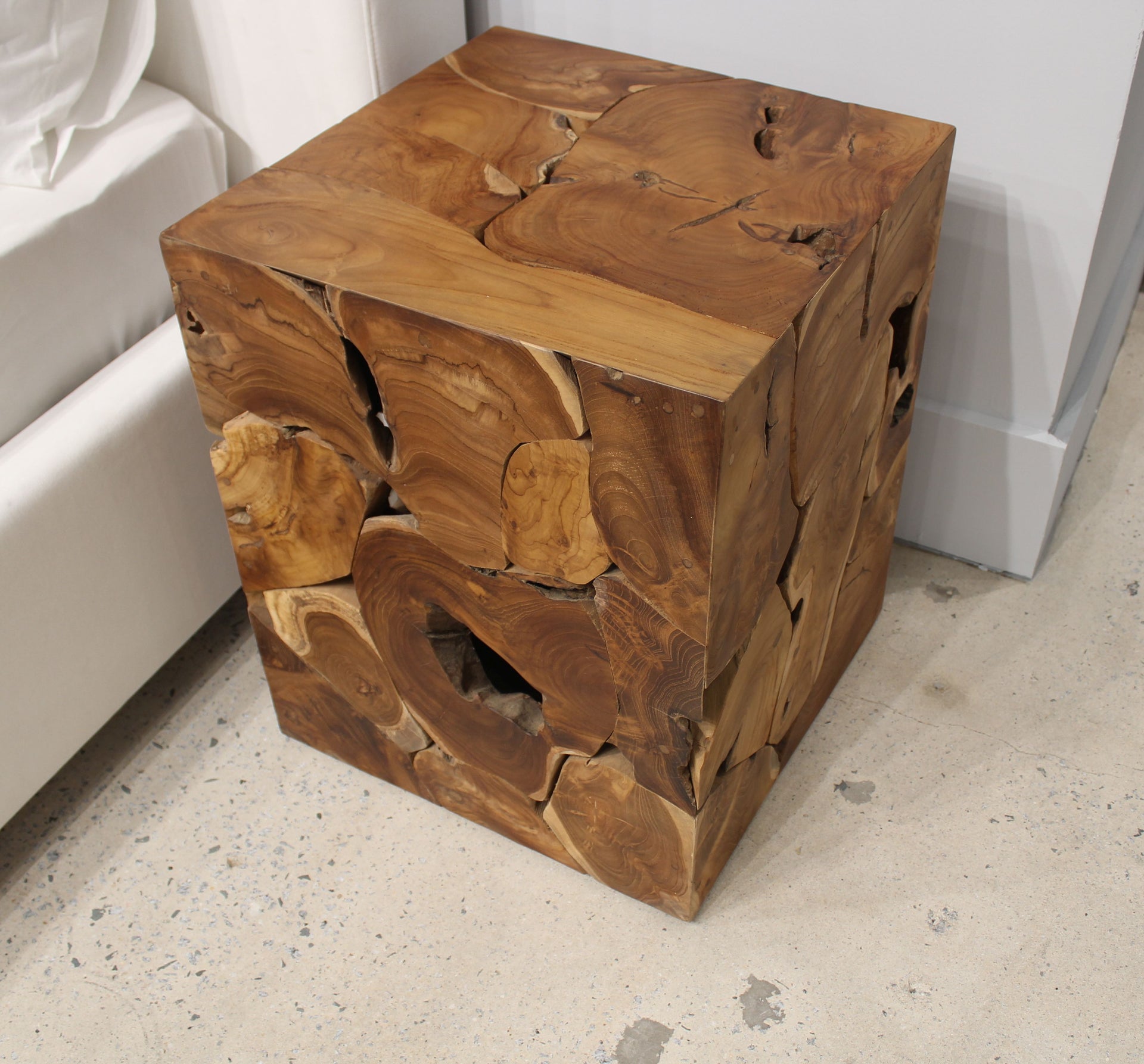 One Teak Slice Square End Table in Warm Teak - What A Room