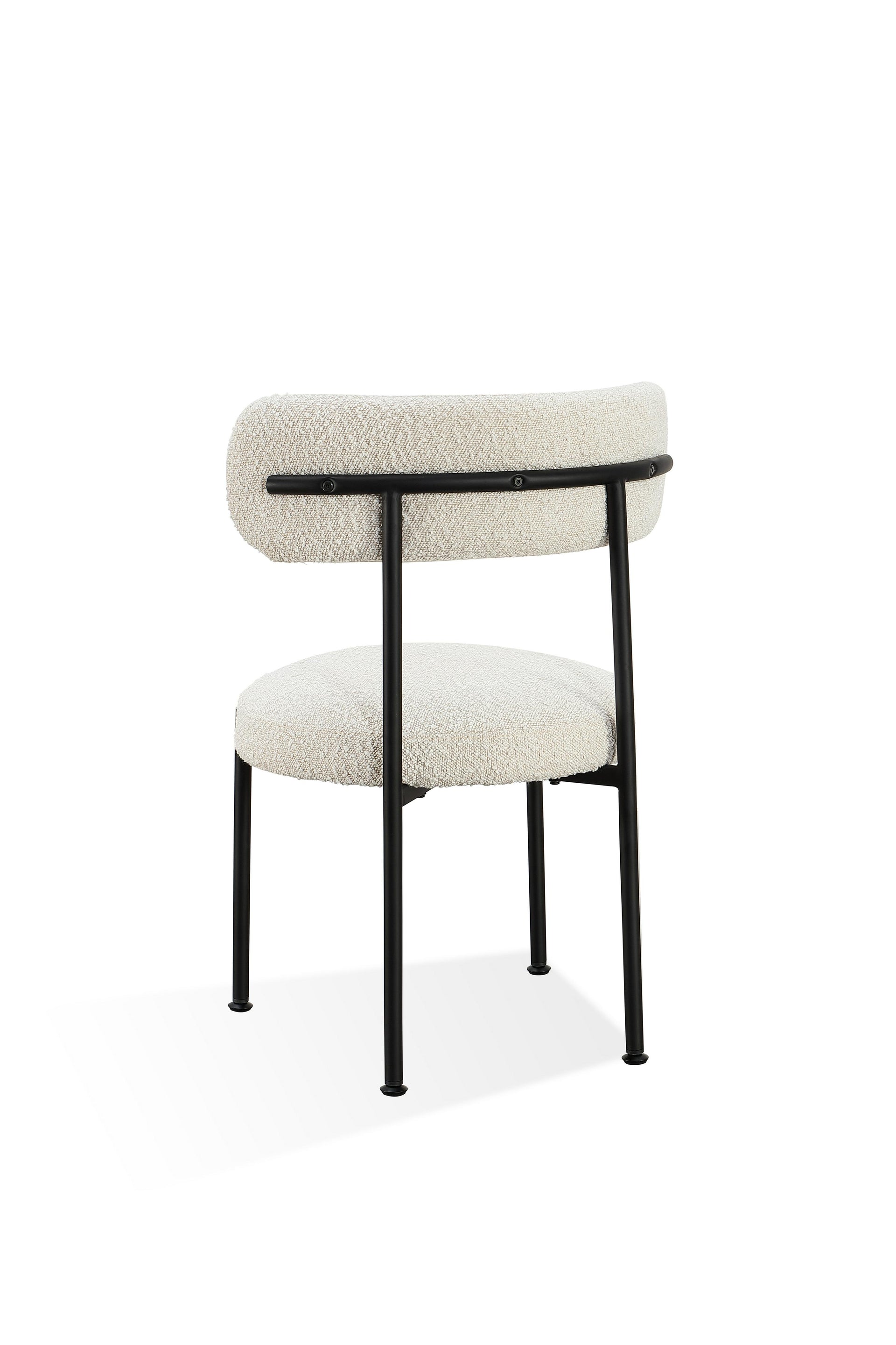 Aere Boucle Upholstered Metal Leg Dining Chair in Ivory and Black (Set of 2) - What A Room