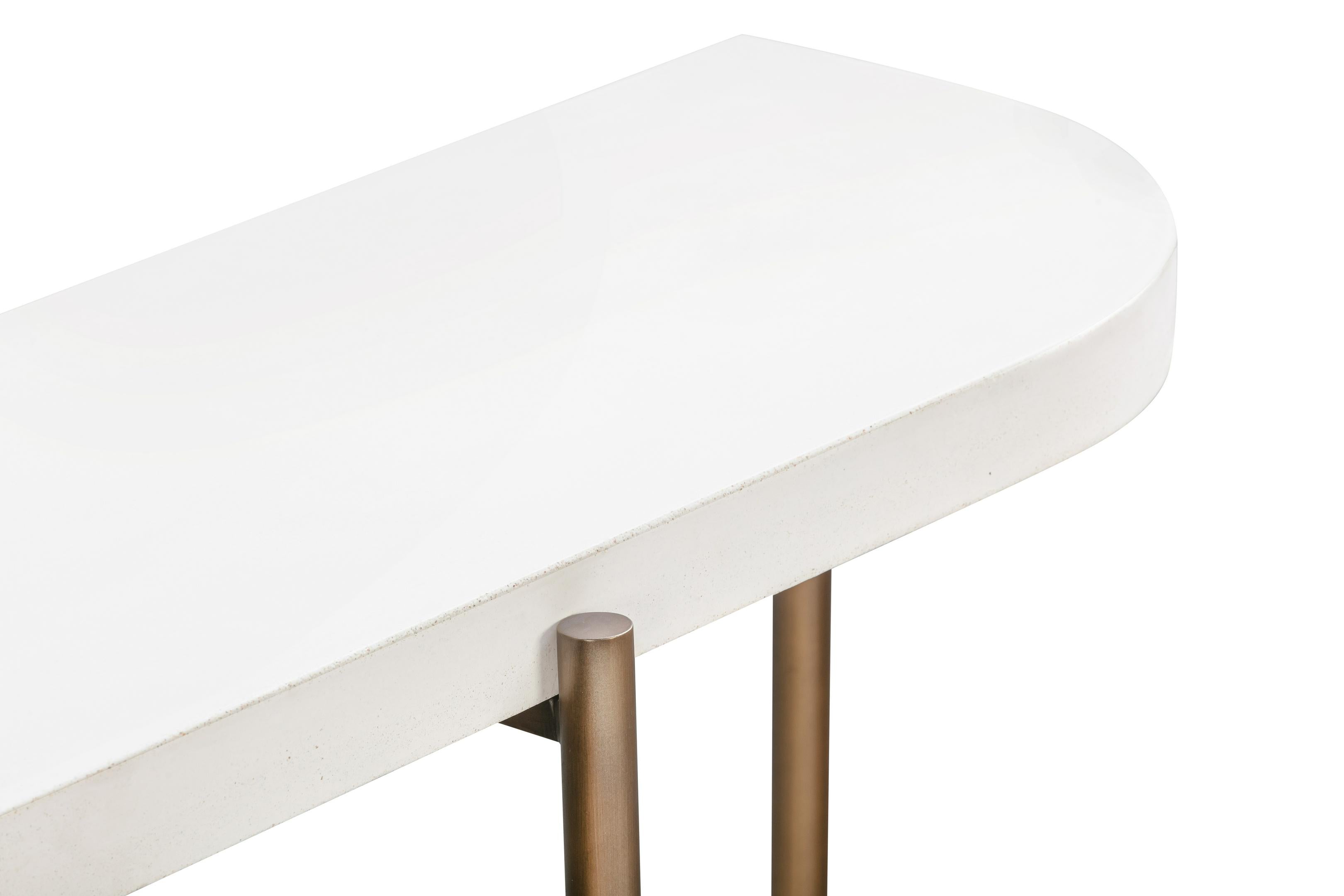 Lyon Semi-circular White Concrete and Metal Console Table - What A Room