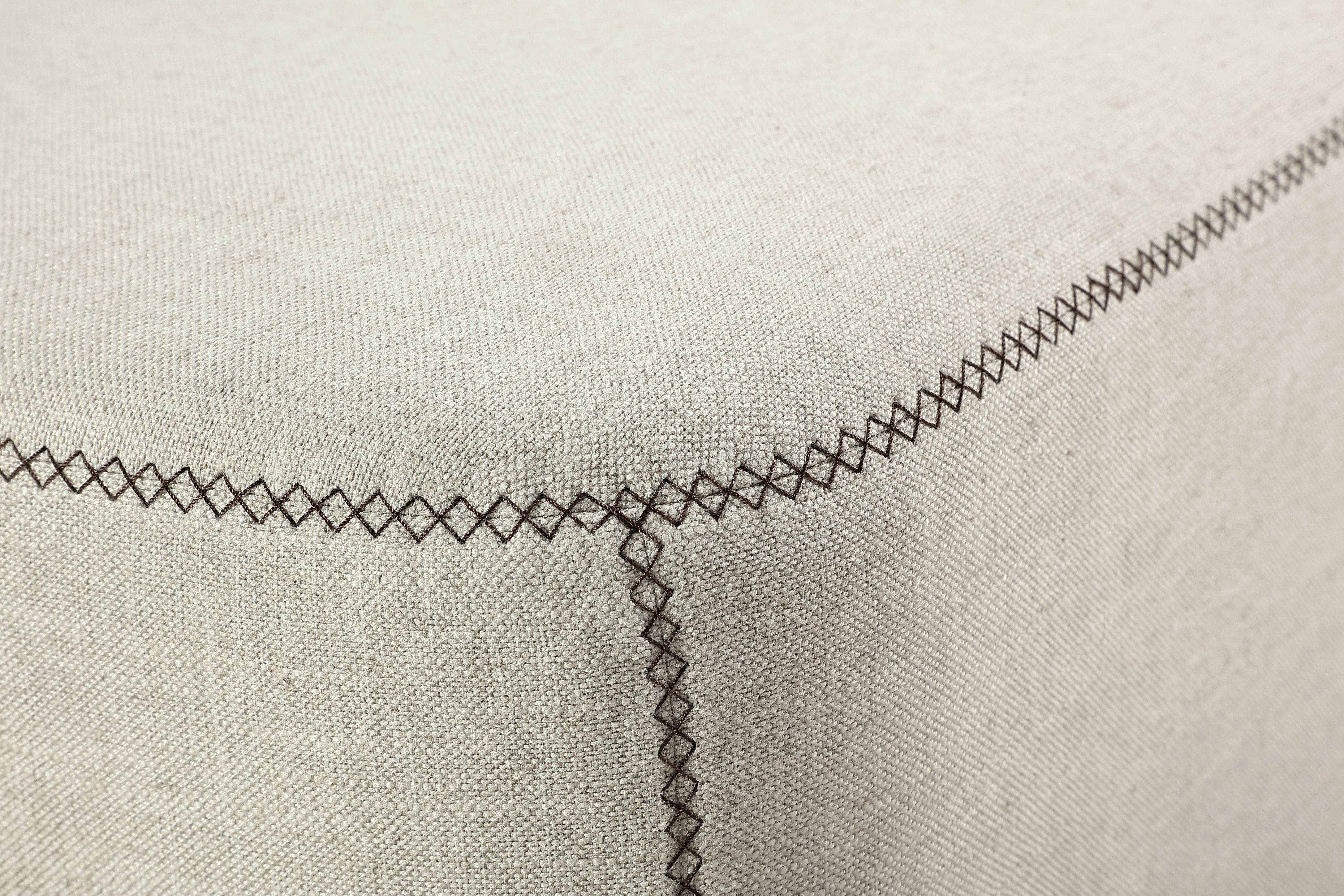Louis Upholstered Ottoman in Natural Linen - What A Room