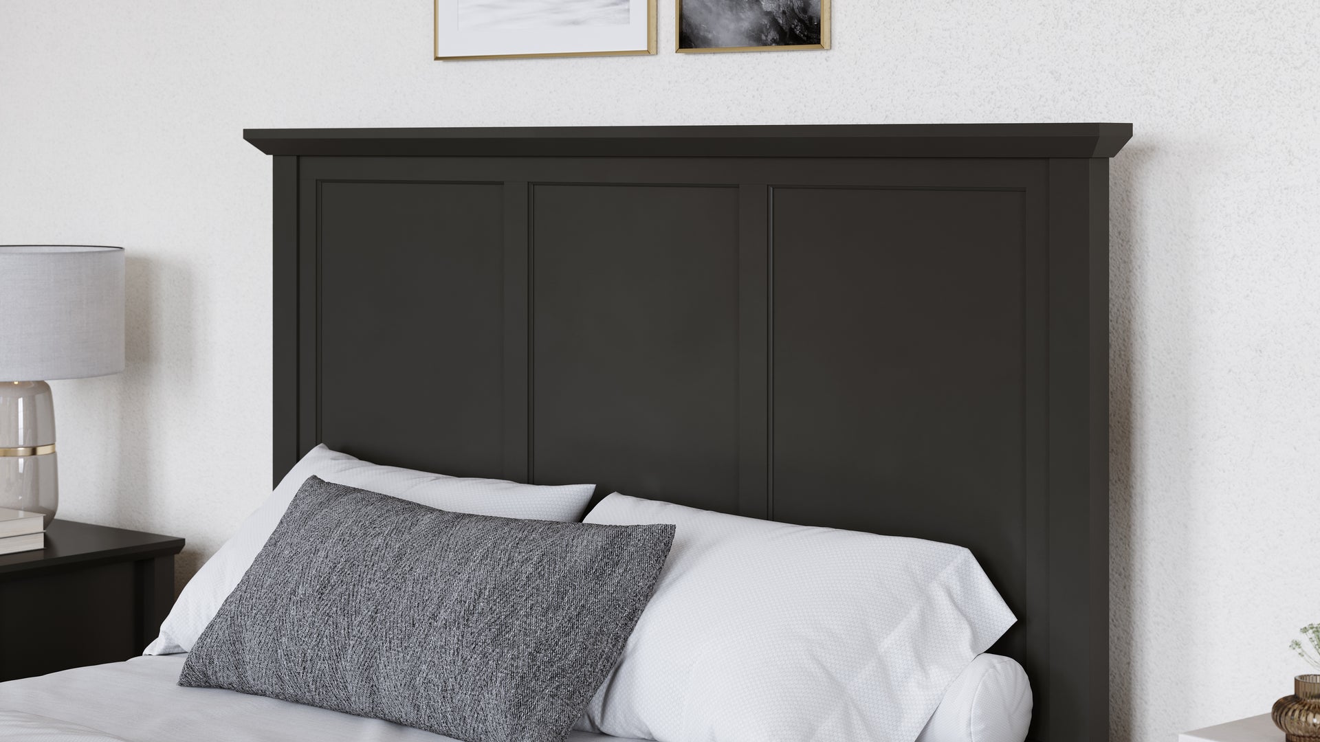 Grace Three Panel Bed in Raven Black - What A Room