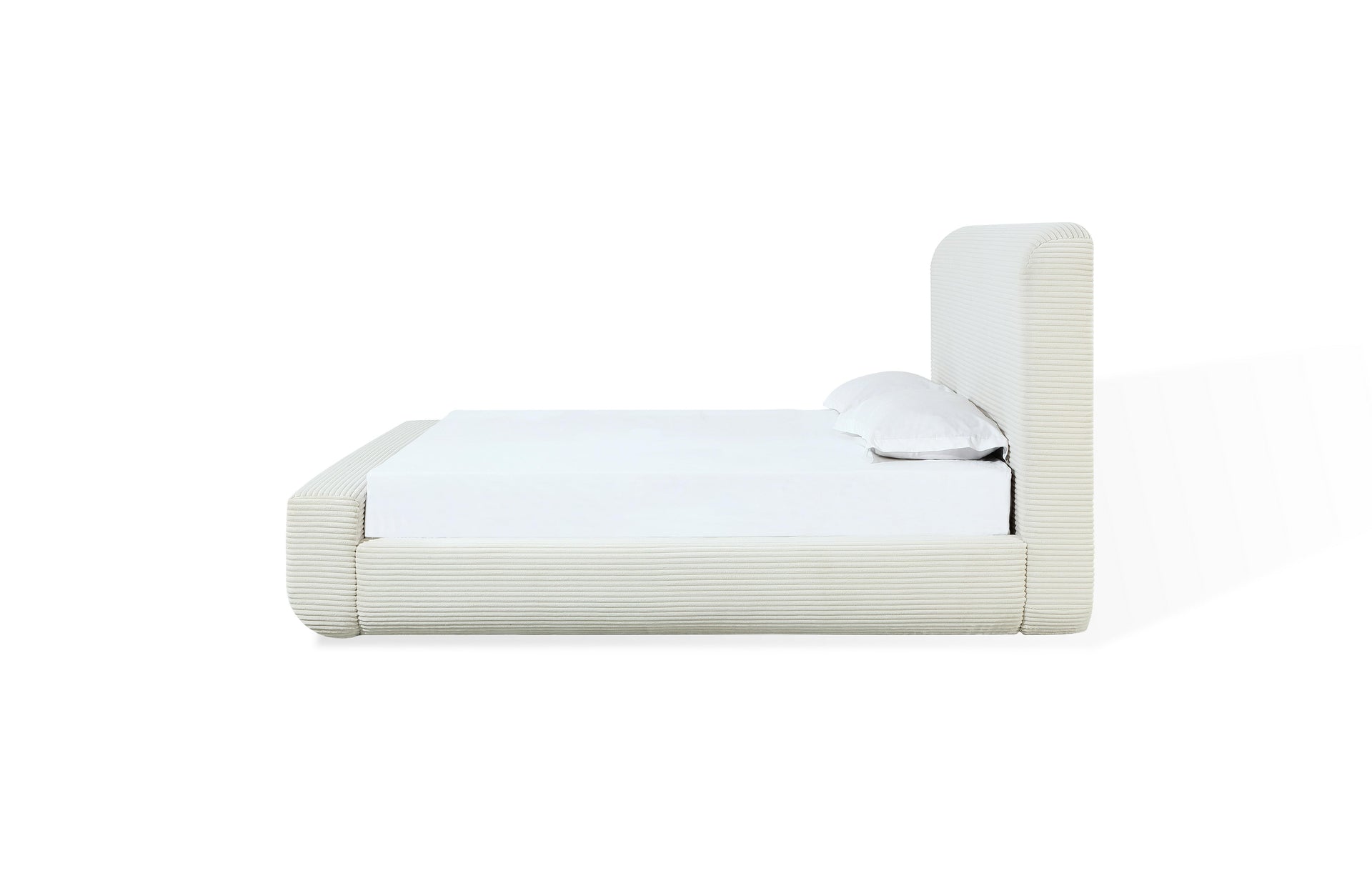 Wisteria Upholstered Platform Bed in Frosty Corduroy - What A Room