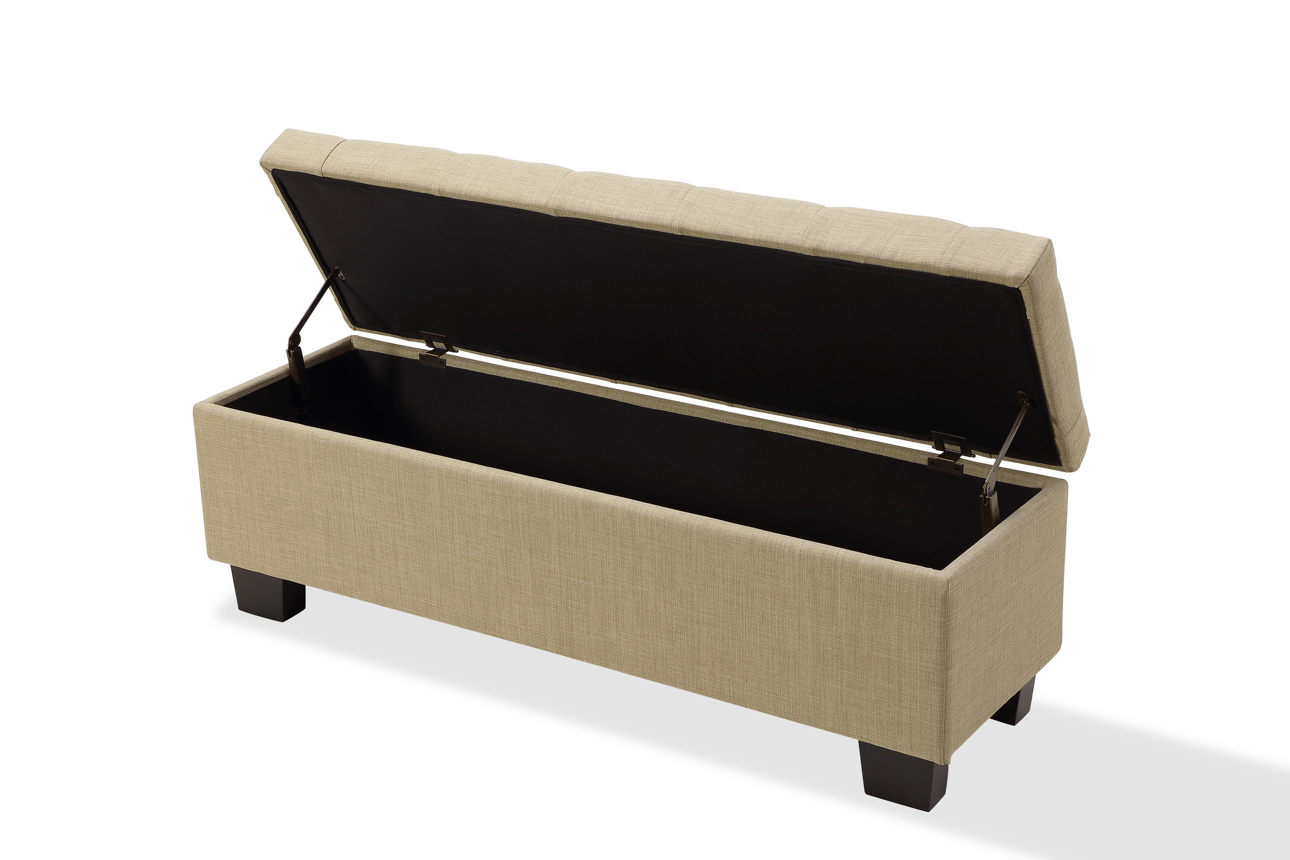Levi Tufted Storage Bench in Toast Linen - What A Room