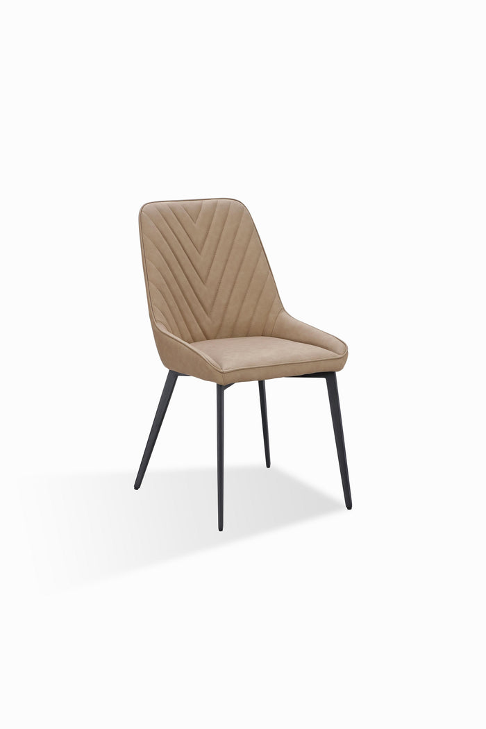 Lucia Metal Leg Upholstered Dining Chair in Honey Synthetic Leather (Set of 2) - What A Room